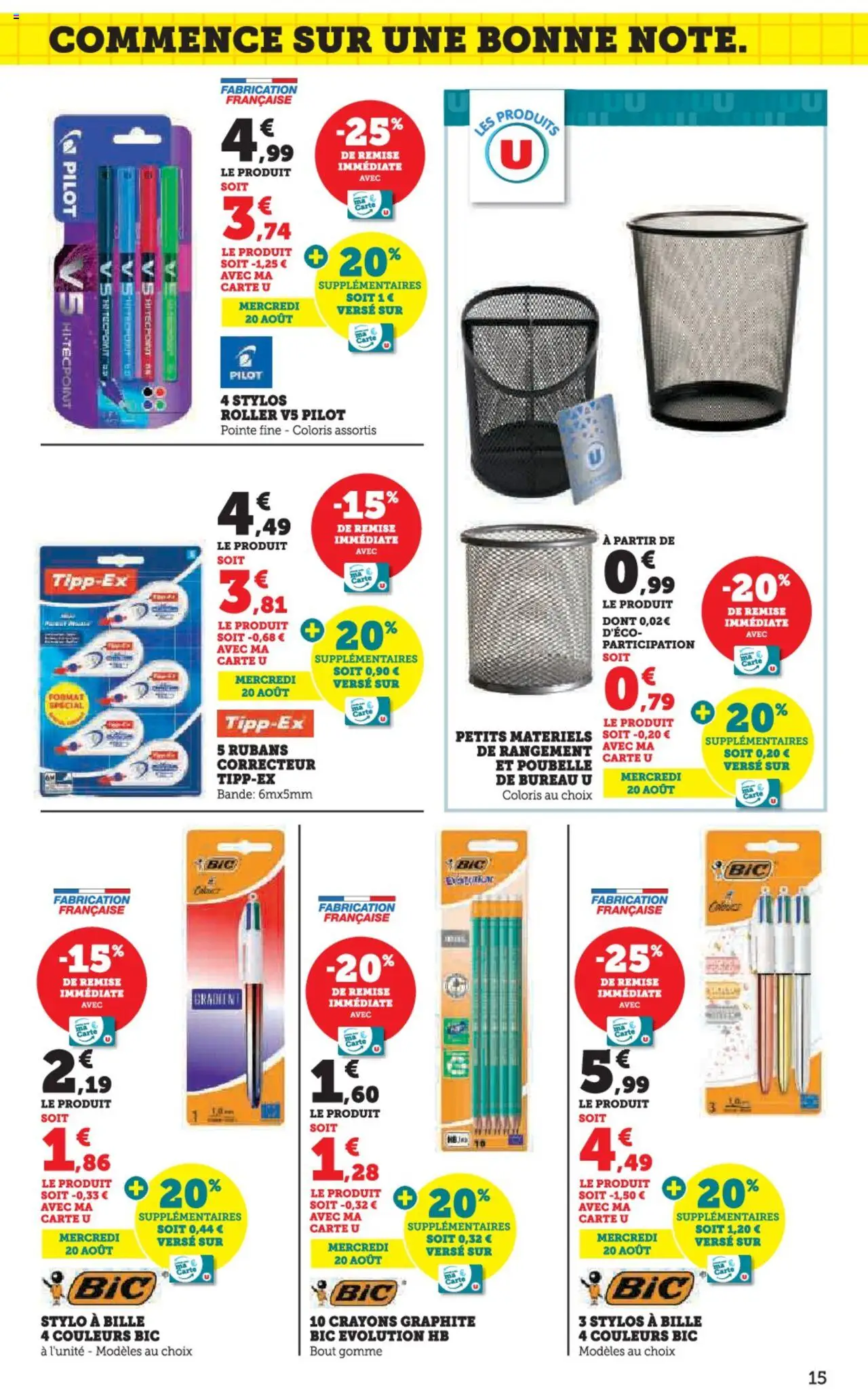  | Page: 15 | Produits: Poubelle, Bureau, Correcteur, Stylo