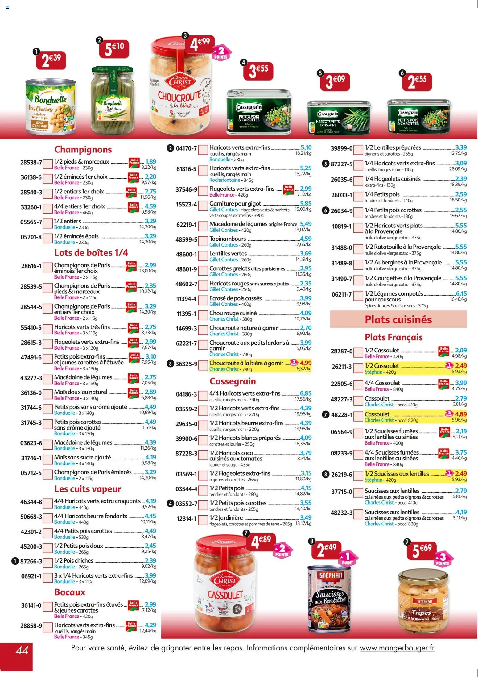 {H1} | Page: 44 | Produits: Chou rouge, Beurre, Oignons, Pommes de terre