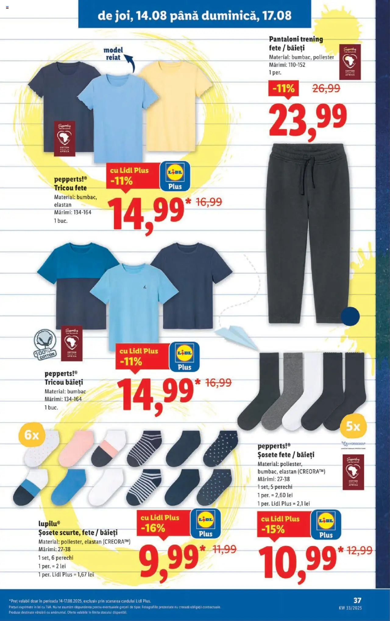 Catalog Lidl – valabil de la 11.08.2025 | Pagină: 37 | Produse: Trening, Tricou, Pantaloni, Șosete
