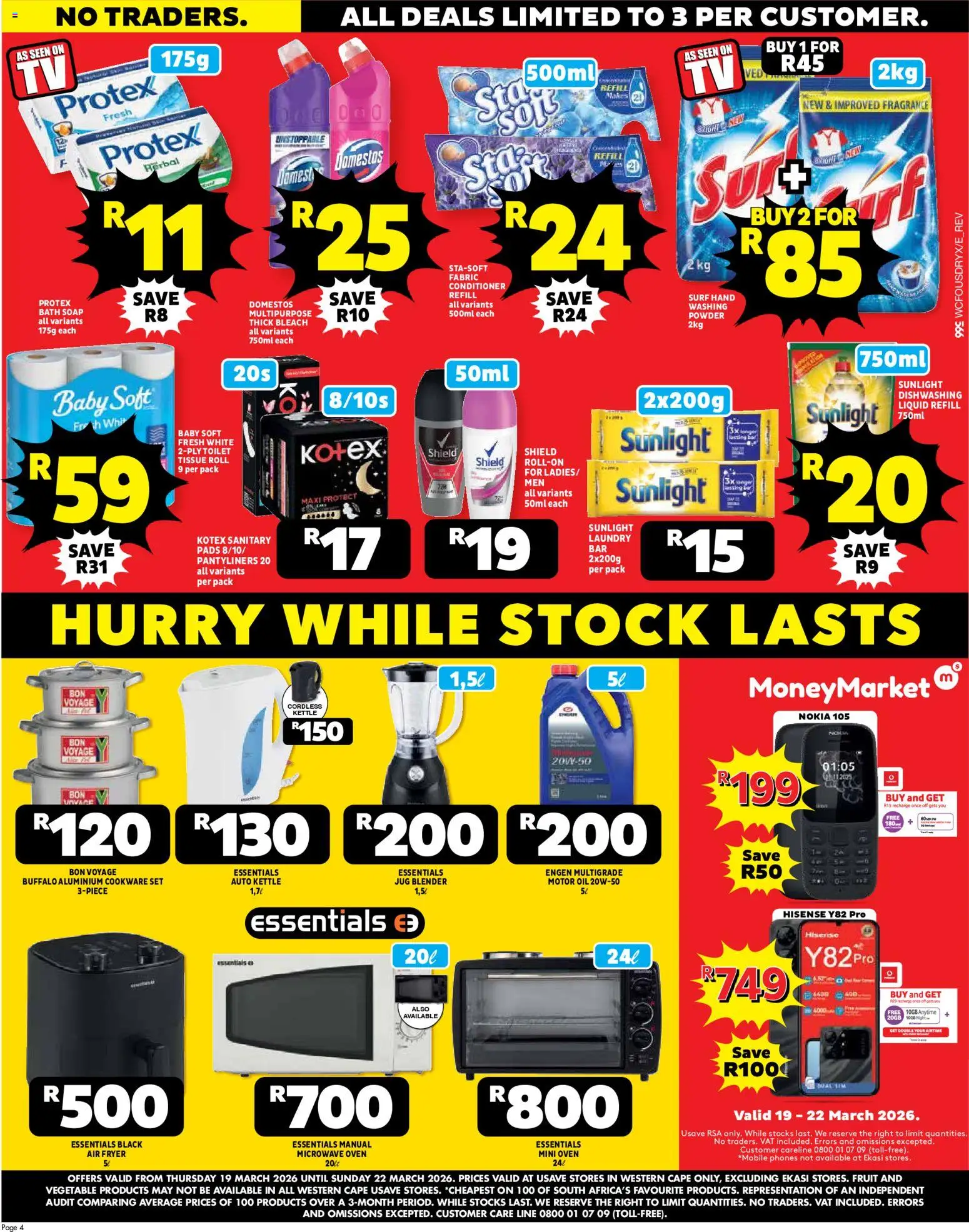 New Usave catalogue – valid from 19.03.2026 | Page: 4 | Products: Bleach, Oil, Fragrance, Conditioner