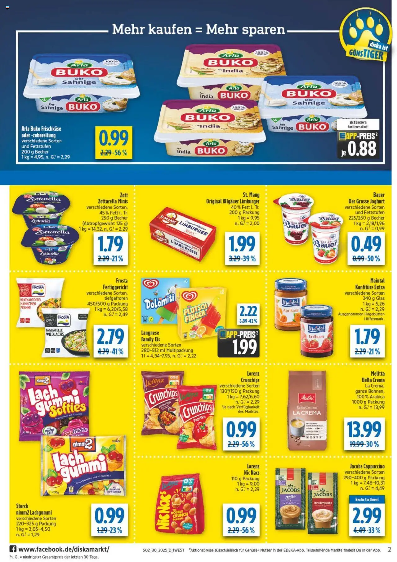 Diska - Bayern - gültig ab dem 21.07.2025 | Seite: 2 | Produkte: Langnese, Frosta, Paprika, Saft