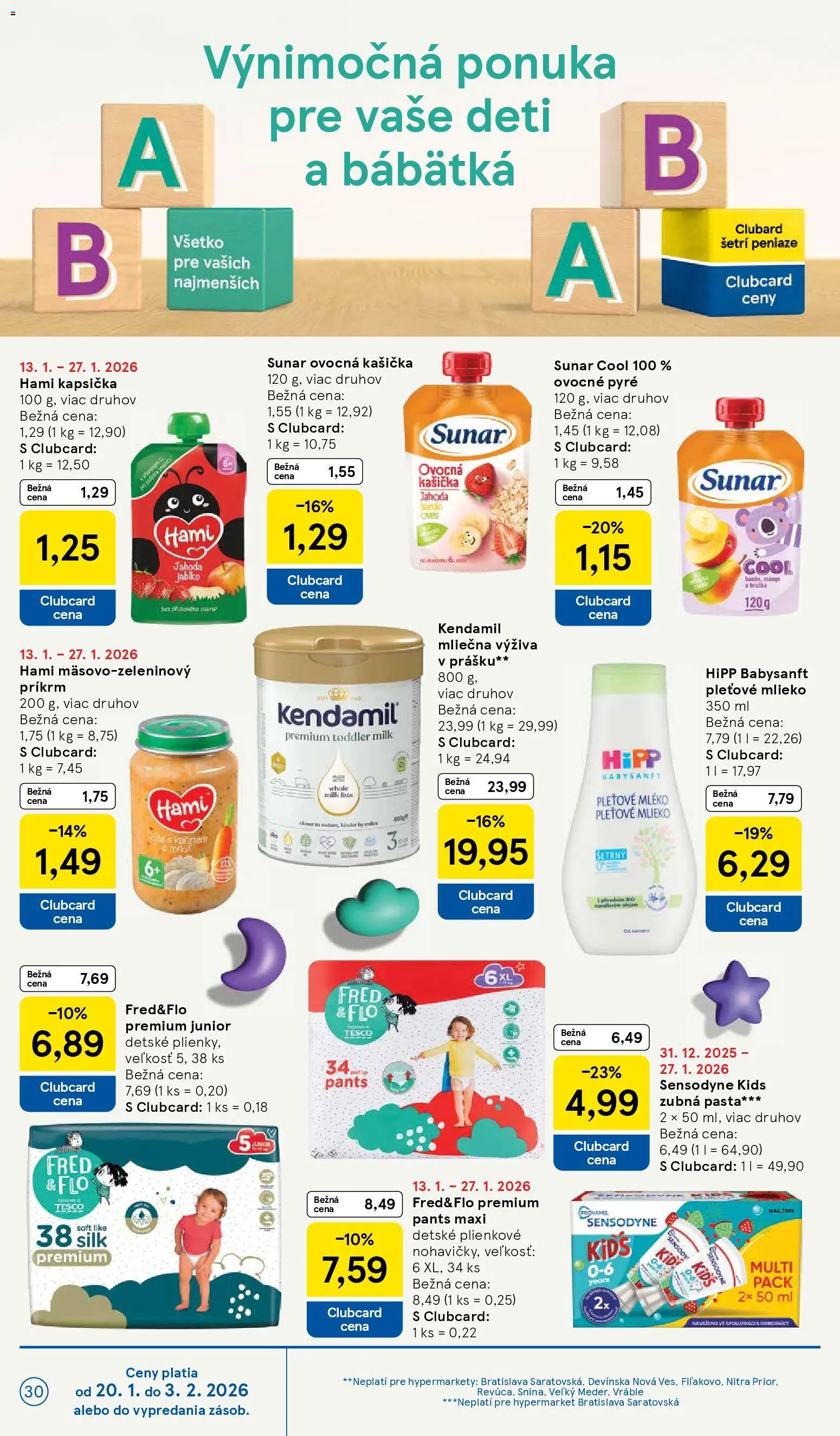 Nové Tesco akcie – leták je platný od 21.01.2026 | Strana: 30 | Produkty: Mlieko, Sunar, Zubná pasta
