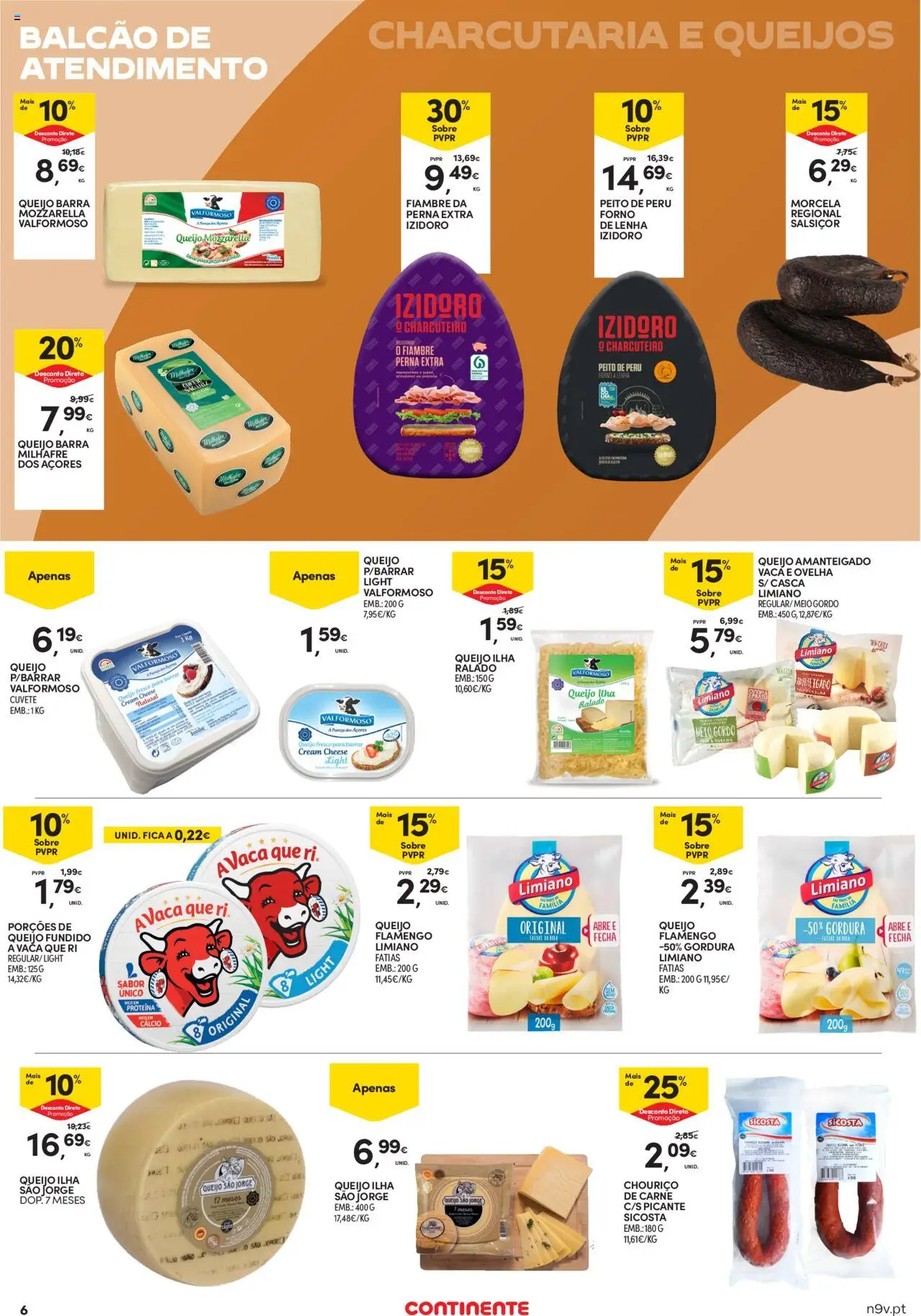 Continente - Açores │ válido de 04.09.2025 | Página: 6 | Produtos: Peito de peru, Cream cheese, Chouriço, Carne