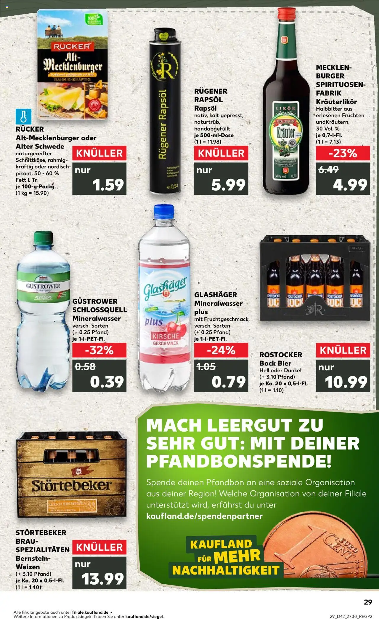Kaufland prospekt Rostock	 – gültig ab 16.10.2025 | Seite: 29 | Produkte: Bier, Rapsöl, Burger, Mineralwasser
