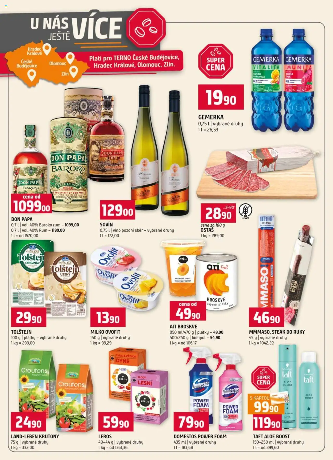 Terno leták - Blatná, Český Krumlov, Prachatice, Strakonice, Tábor, Zlín od 22.10.2025 | Strana: 19 | Produkty: Víno, Gemerka, Zázvor, Marakuja