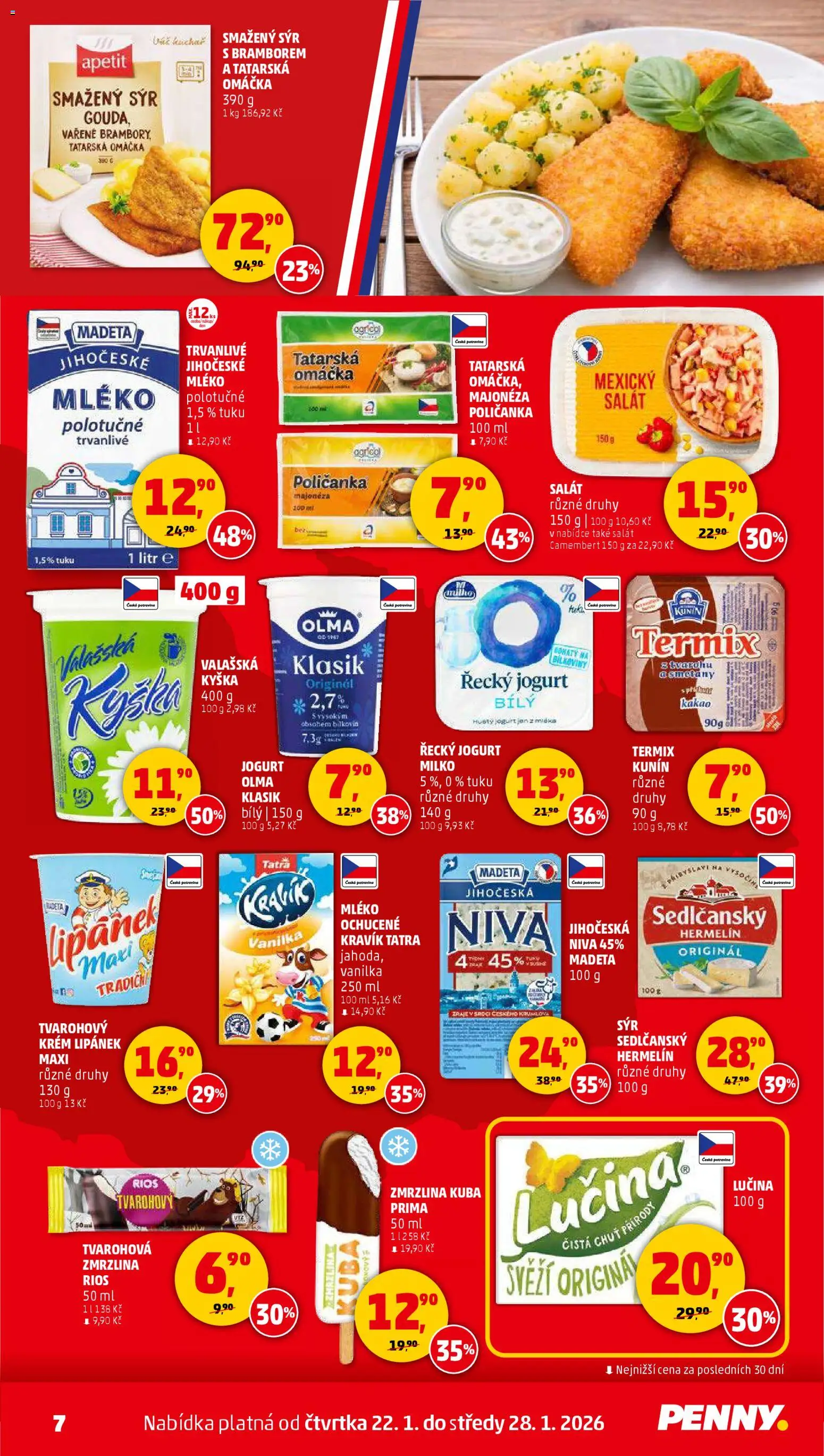 Penny Market leták - Čtvrtečník od 22.01.2026 | Strana: 7 | Produkty: Lipánek, Sýr, Termix, Rios