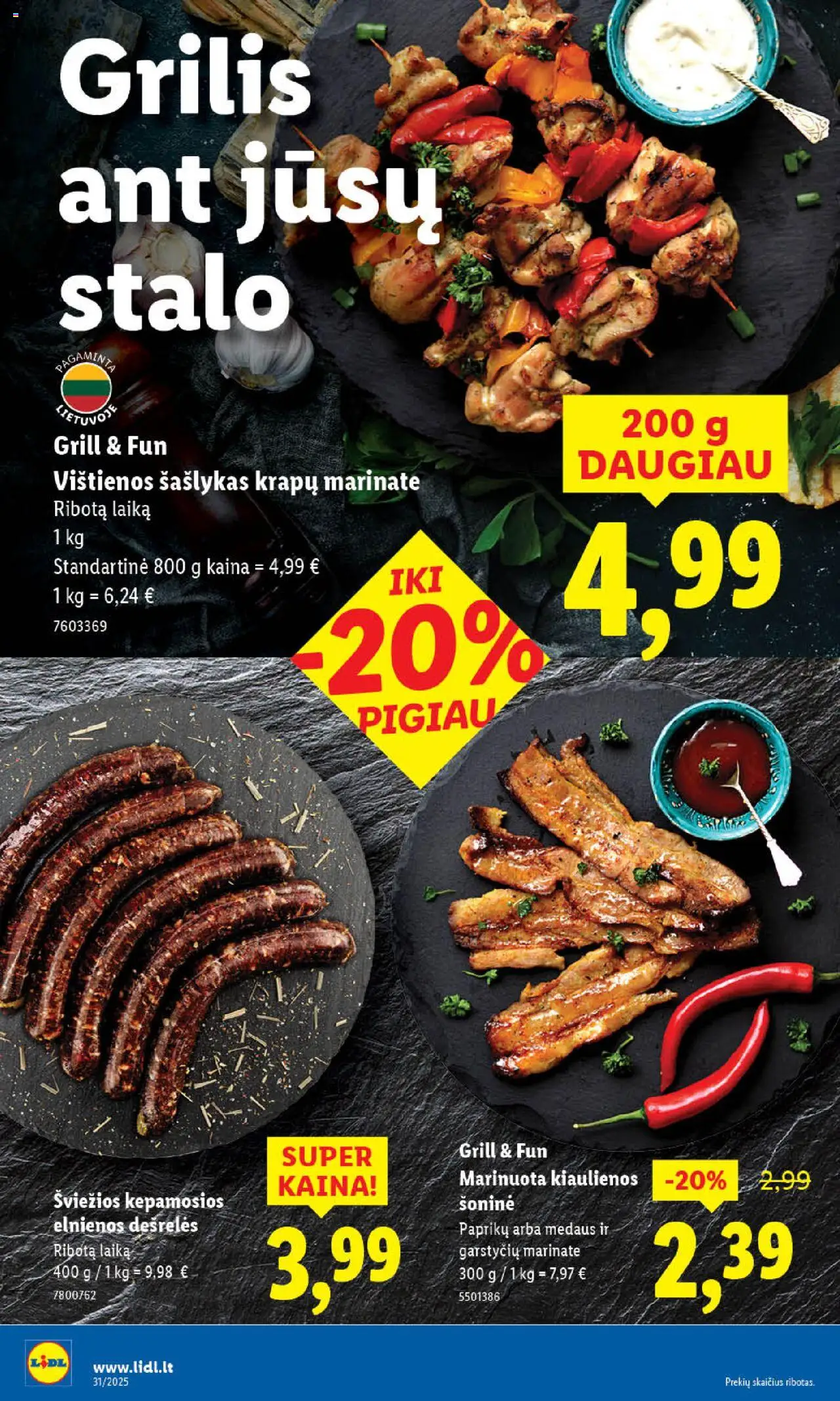 LIDL - Leidinys│galioja nuo 31.07.2025 | Puslapis: 8 | Prekių: Vištienos, Kiaulienos, Dešrelės, Grilis