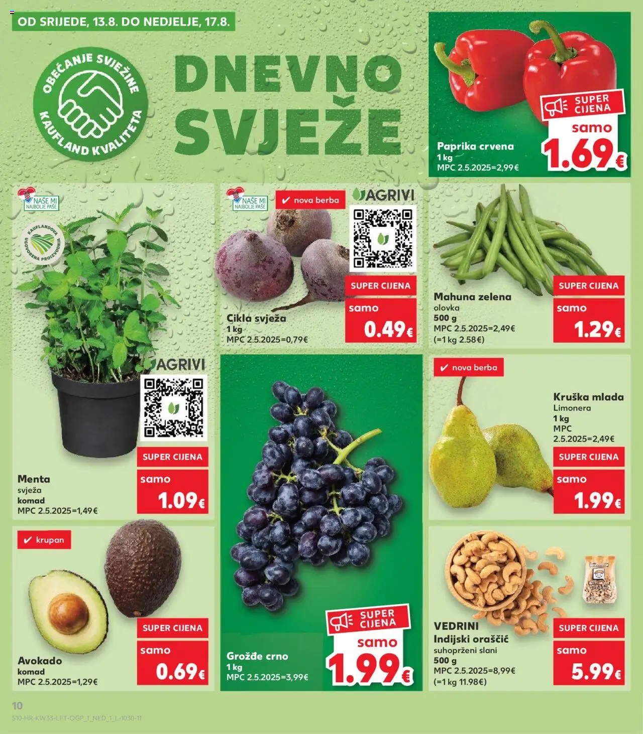 Kaufland katalog | vrijedi od 13.08.2025 | Stranica: 10 | Proizvodi: Mahuna, Paprika, Avokado, Cikla