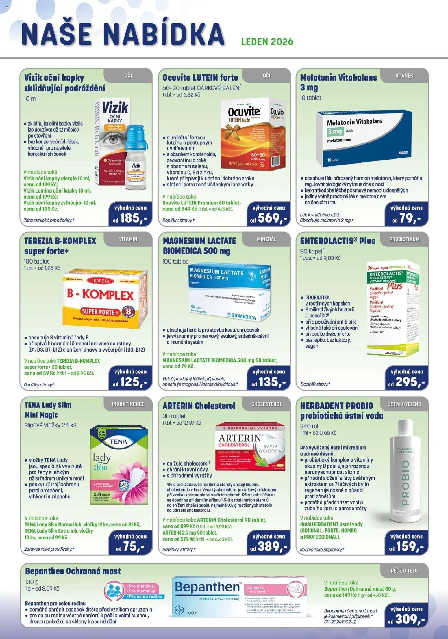 Pharmapoint leták od 01.01.2026 | Strana: 4 | Produkty: Vložky, Tablet, Vitamíny, Bepanthen
