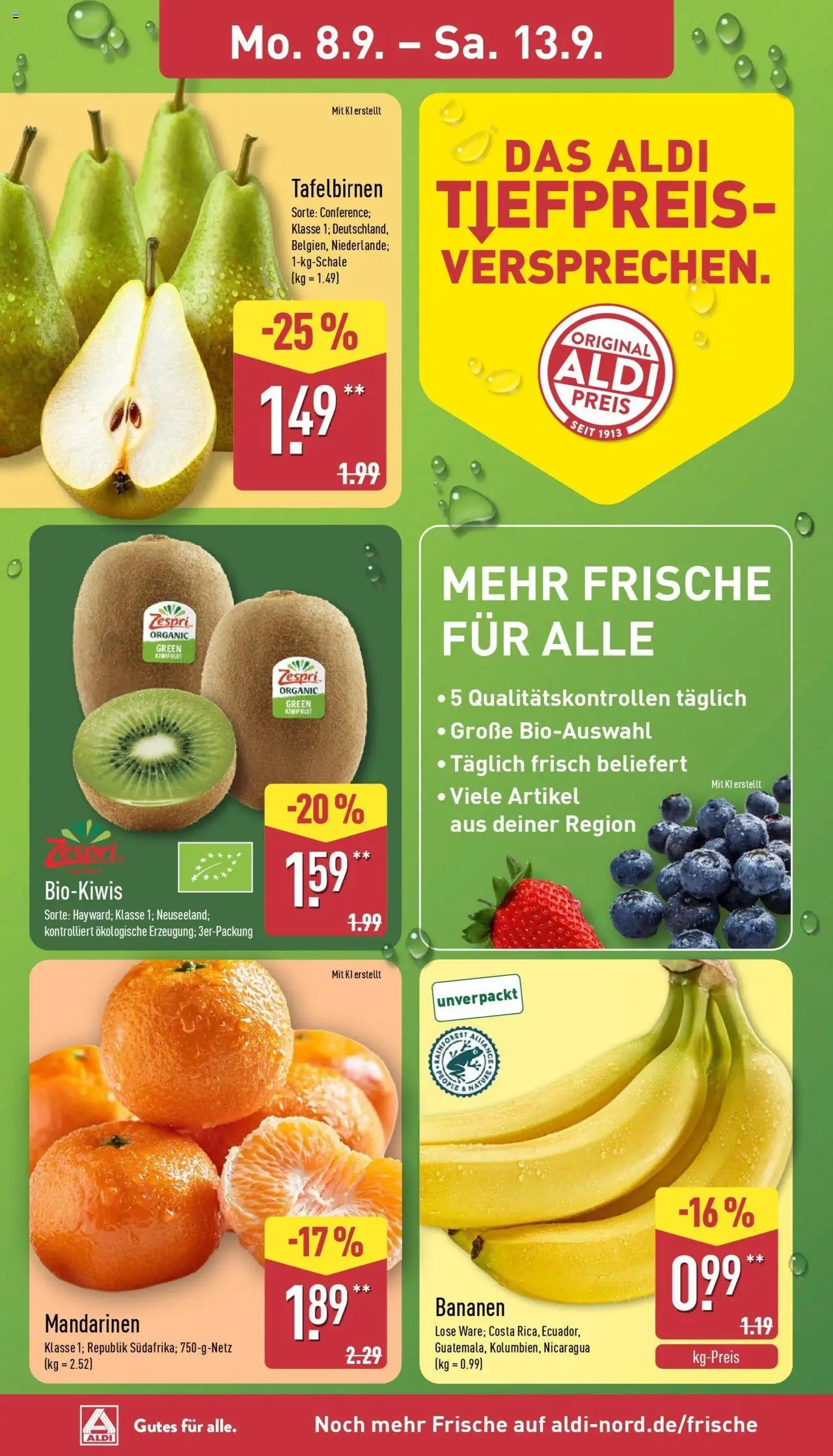 Aldi Prospekt Hildburghausen – gültig ab 07.09.2025 | Seite: 2 | Produkte: Bananen, Mandarinen