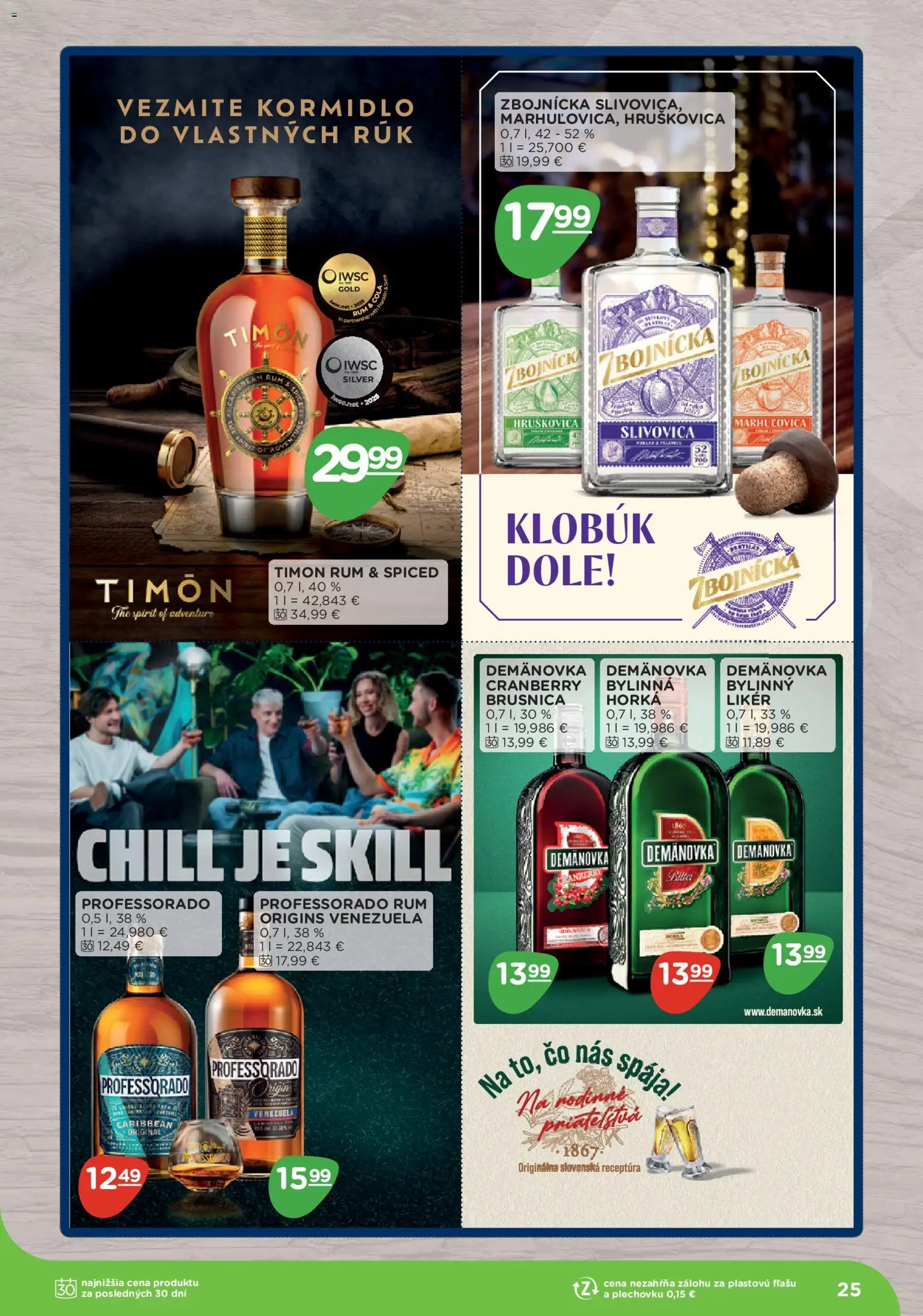 Nové Terno akcie – leták je platný od 10.11.2025 | Strana: 25 | Produkty: Slivovica, Klobúk, Rum