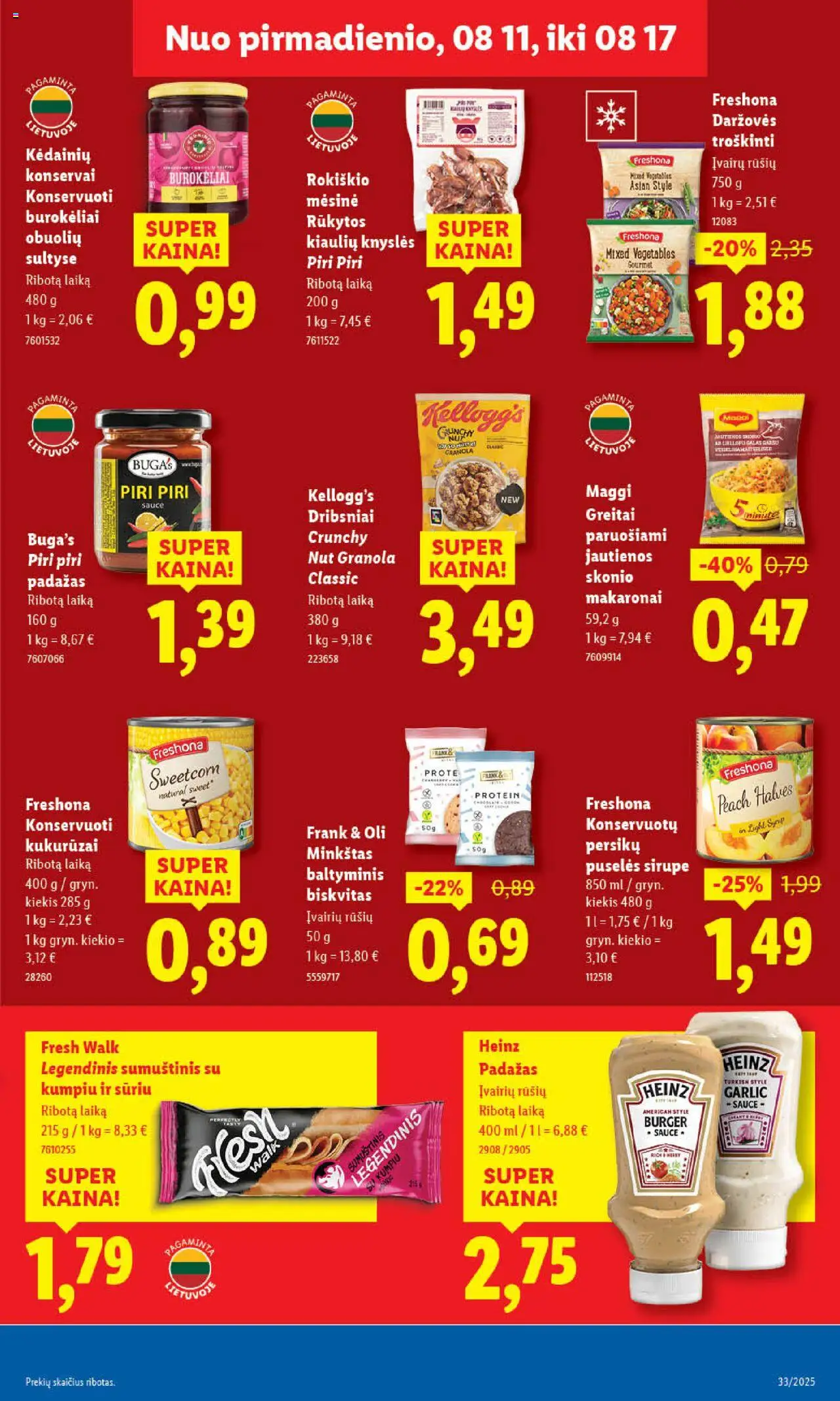 LIDL - Leidinys│galioja nuo 11.08.2025 | Puslapis: 29 | Prekių: Kukurūzai, Jautienos, Sumuštinis, Dribsniai