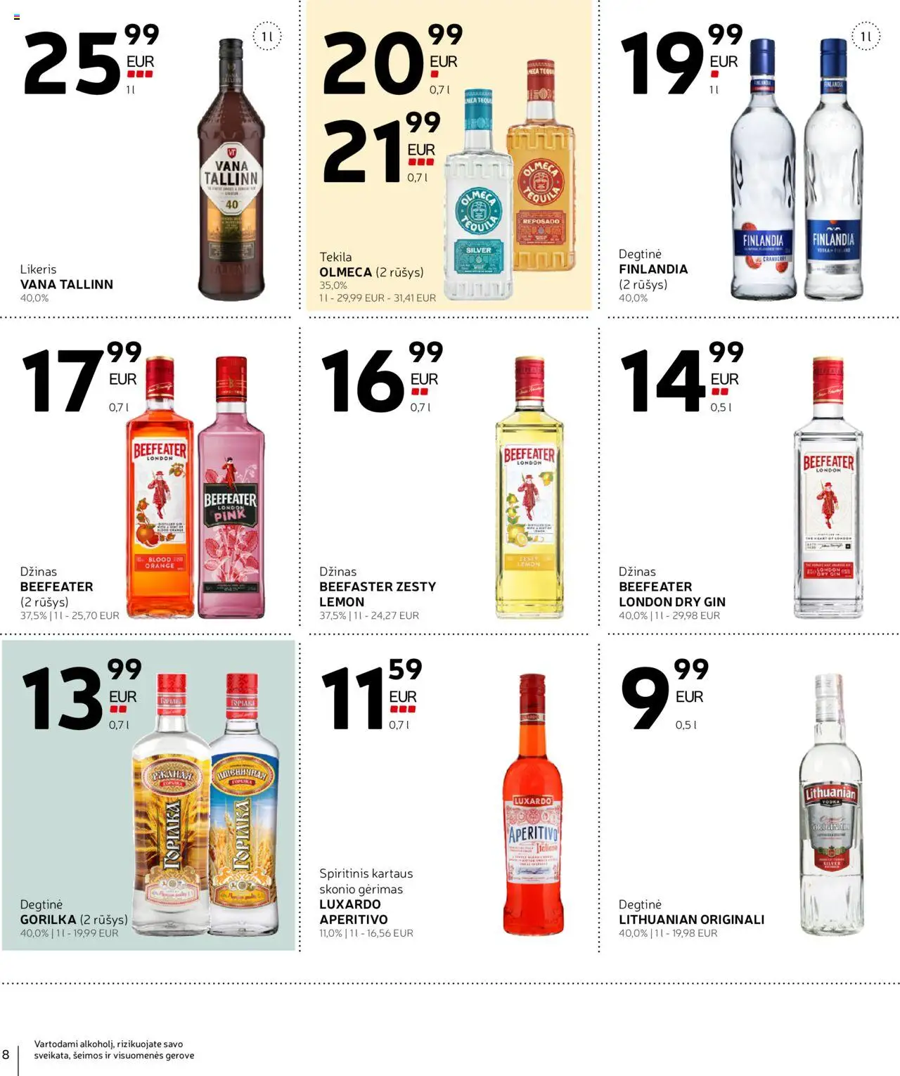 Rimi leidinys - Alkoholinių gėrimų│galioja nuo 12.08.2025 | Puslapis: 8 | Prekių: Degtinė, Džinas