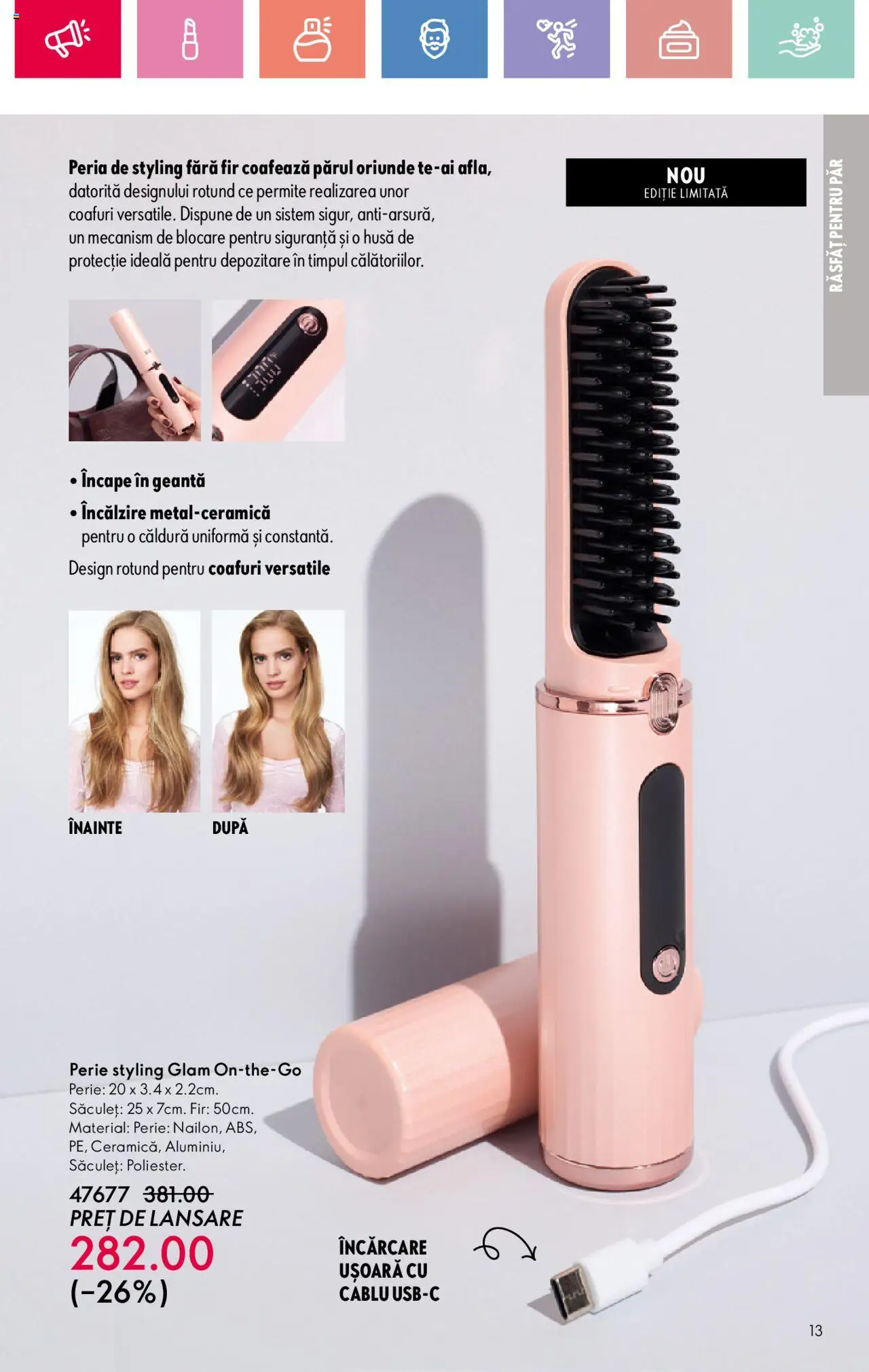 Oriflame catalog 11 2025 – valabil de la 27.07.2025 | Pagină: 13 | Produse: Cablu, Geantă, Perie