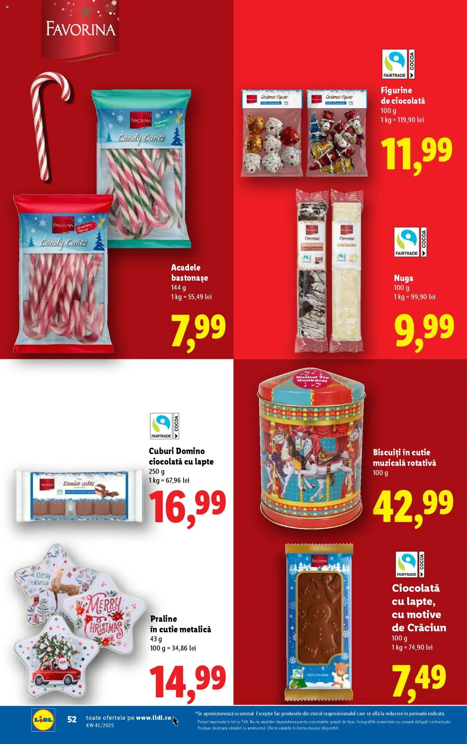 Noul catalog Lidl – valabil de la 03.11.2025 | Pagină: 52 | Produse: Cutie, Lapte, Ciocolată, Acadele