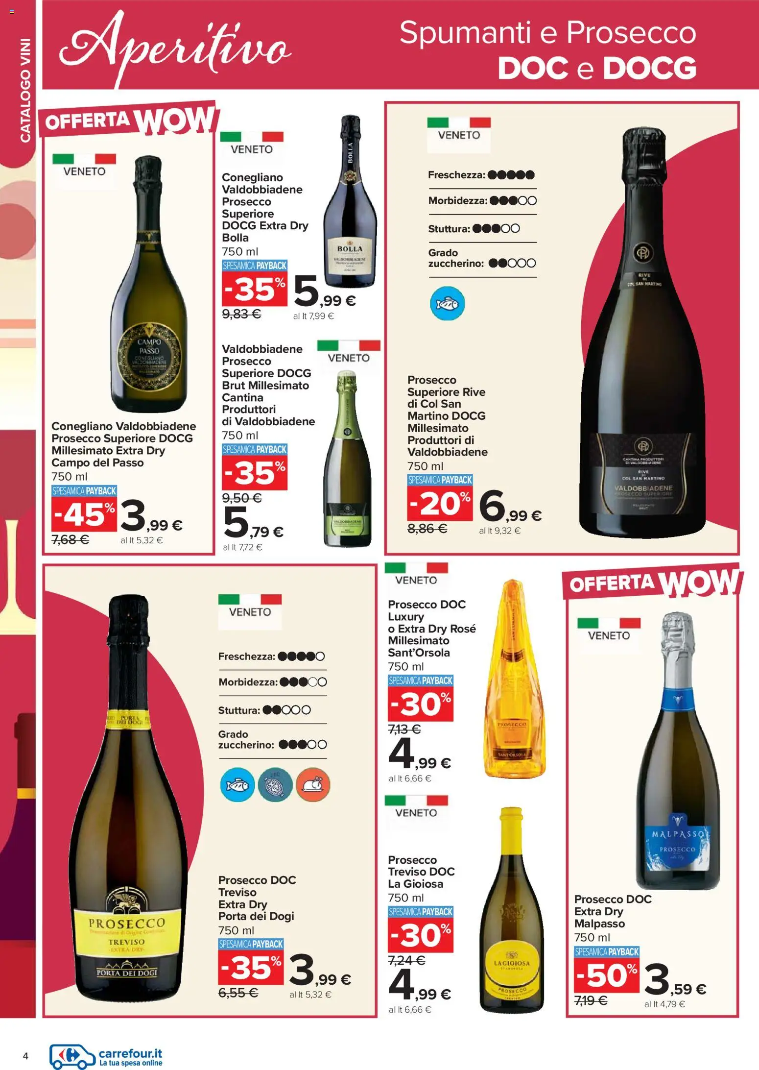 Volantino Carrefour del 17.02.2026 | Pagina: 4 | Prodotti: Prosecco, Aperitivo