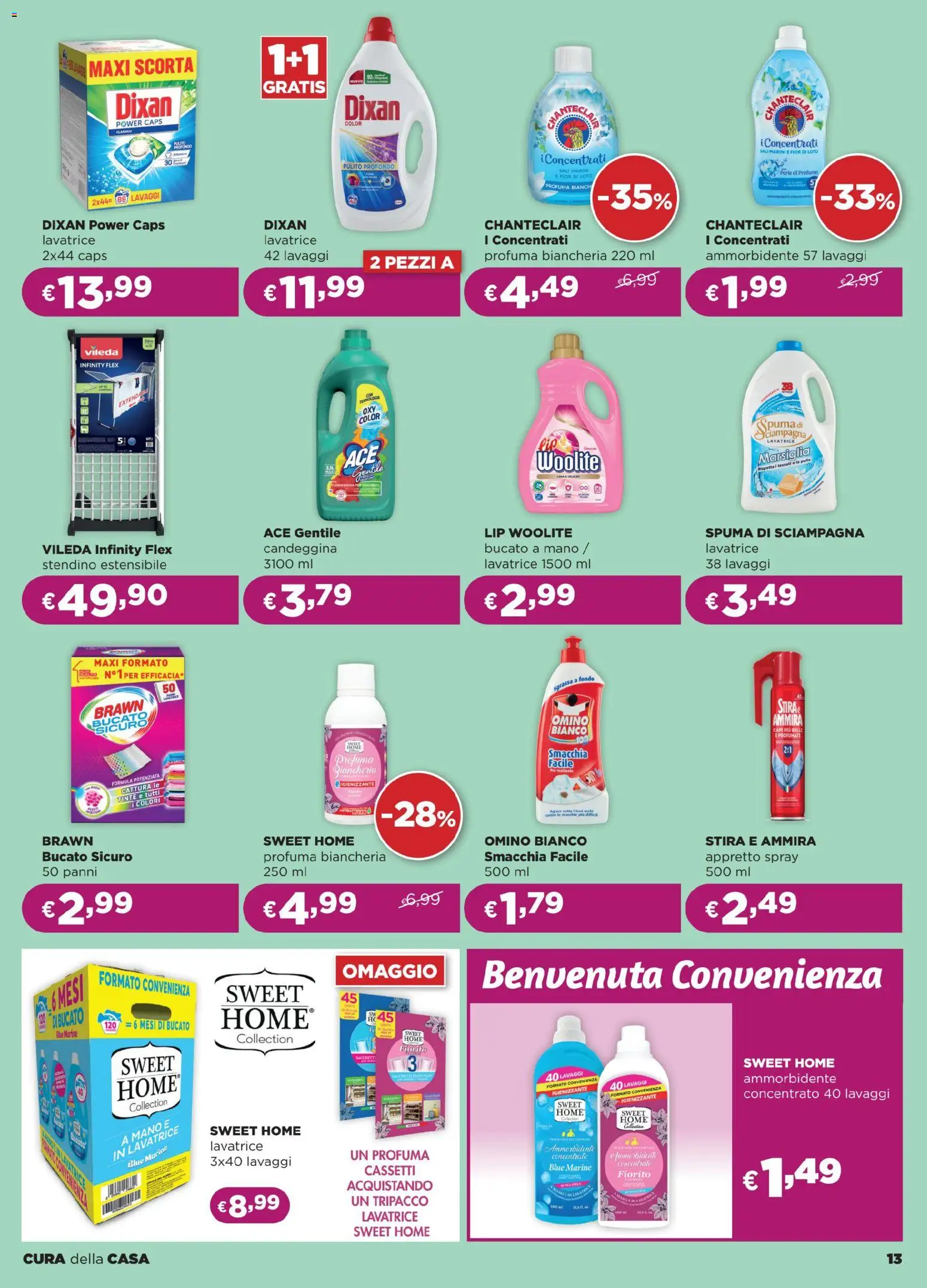 Volantino La Saponeria del 26.02.2026 | Pagina: 13 | Prodotti: Ammorbidente, Candeggina, Lavatrice, Stendino