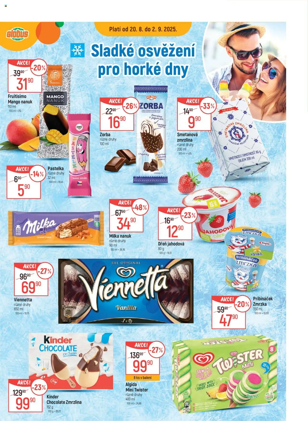 Globus leták - České Budějovice od 20.08.2025 | Strana: 24 | Produkty: Mango, Globus, Milka, Pribináček