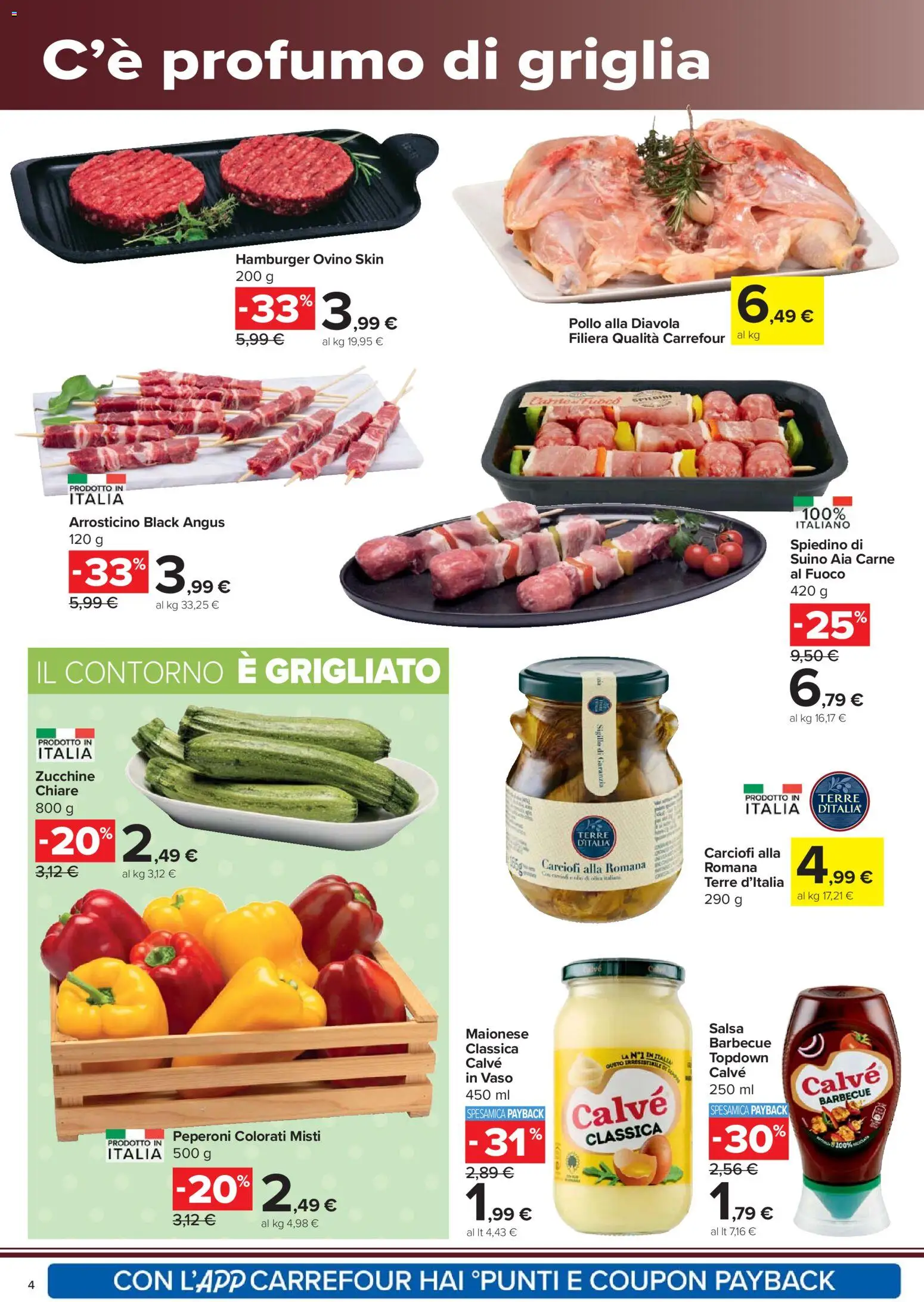 Volantino Carrefour del 23.04.2026 | Pagina: 4 | Prodotti: Peperoni, Suino, Barbecue, Profumo