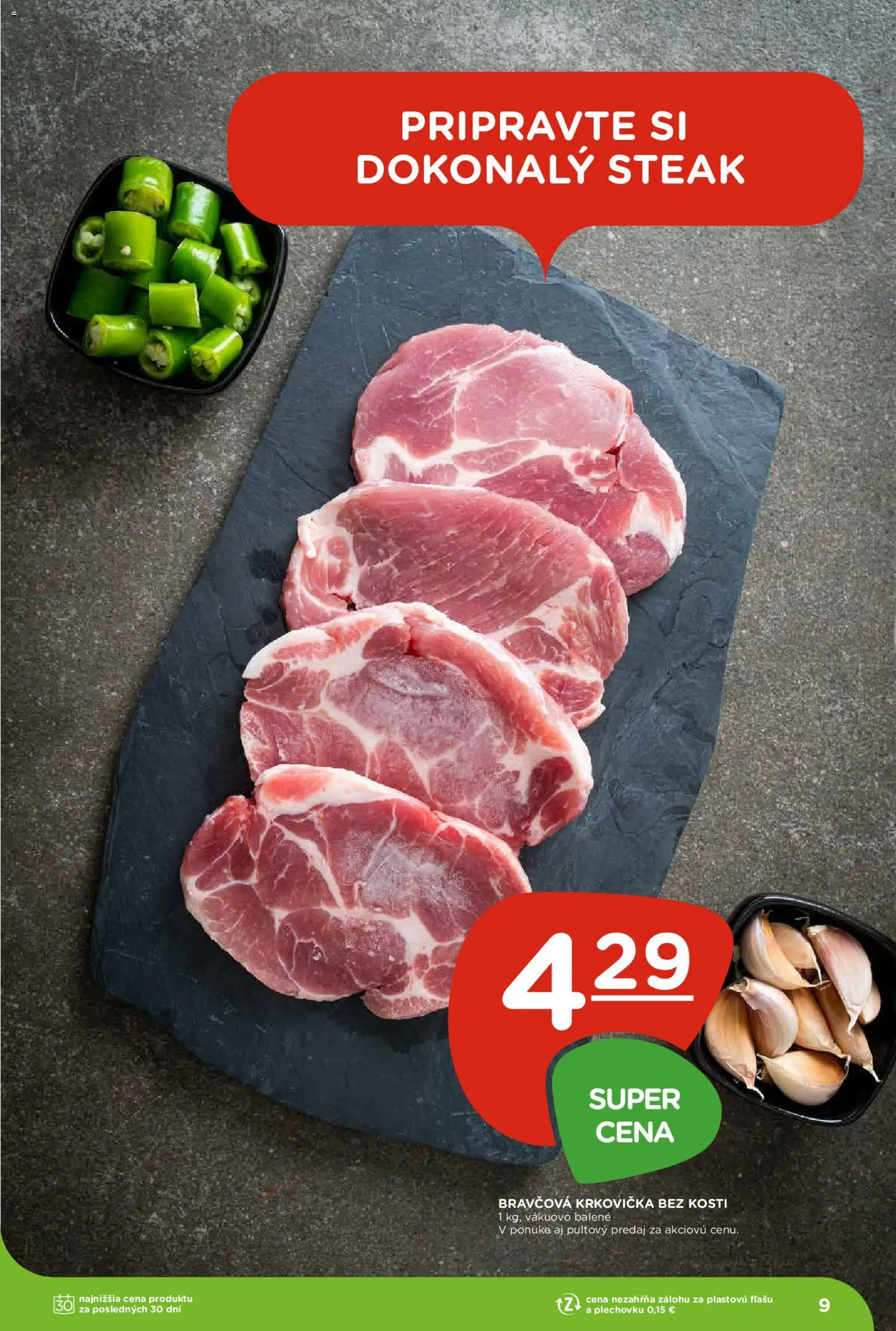 Nové Terno akcie – leták je platný od 08.01.2026 | Strana: 9 | Produkty: Bravčová krkovička, Krkovička, Steak