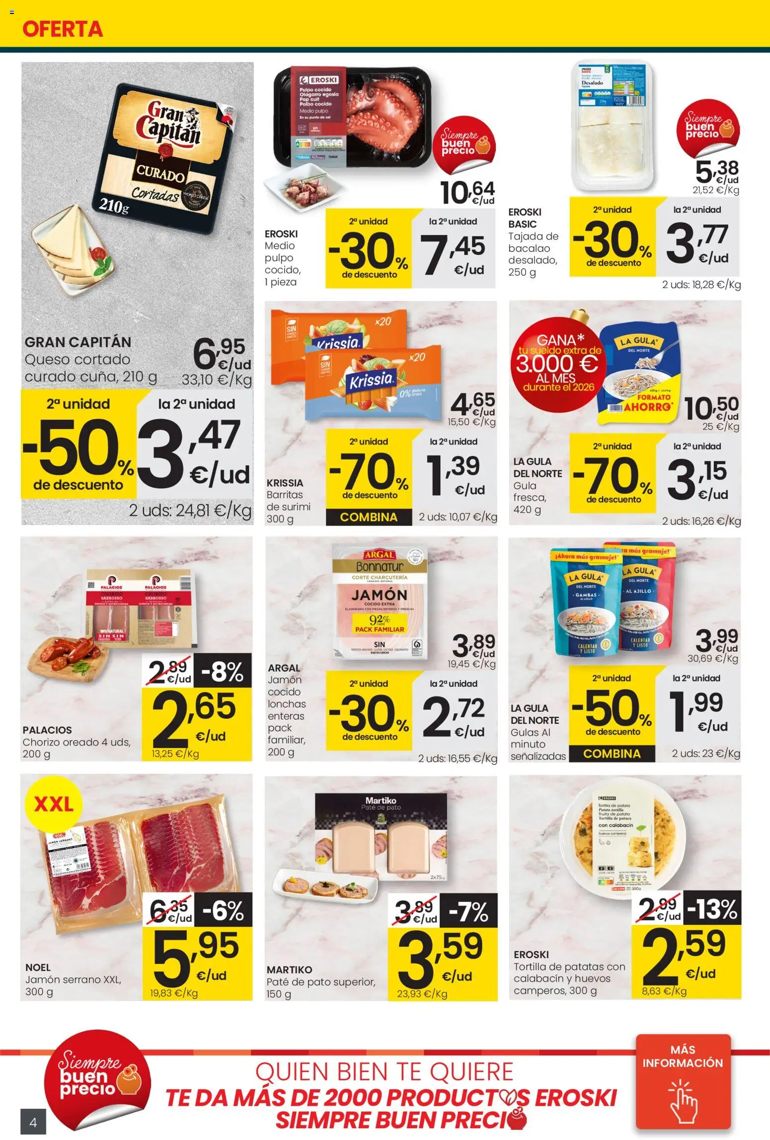 Eroski - Supermercados │ válido desde el 13.11.2025 | Página: 4 | Productos: Queso, Huevos, Jamón, Té