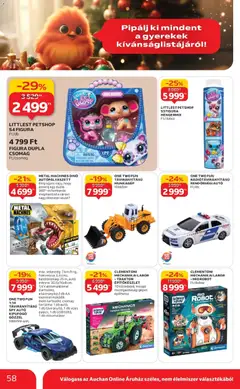 Auchan Akciós újság Debrecen - amely érvényes a következő dátumtól: 13.11.2025 | Oldal: 58 | Termékek: Távirányító, USB, Robot, Akkumulátor