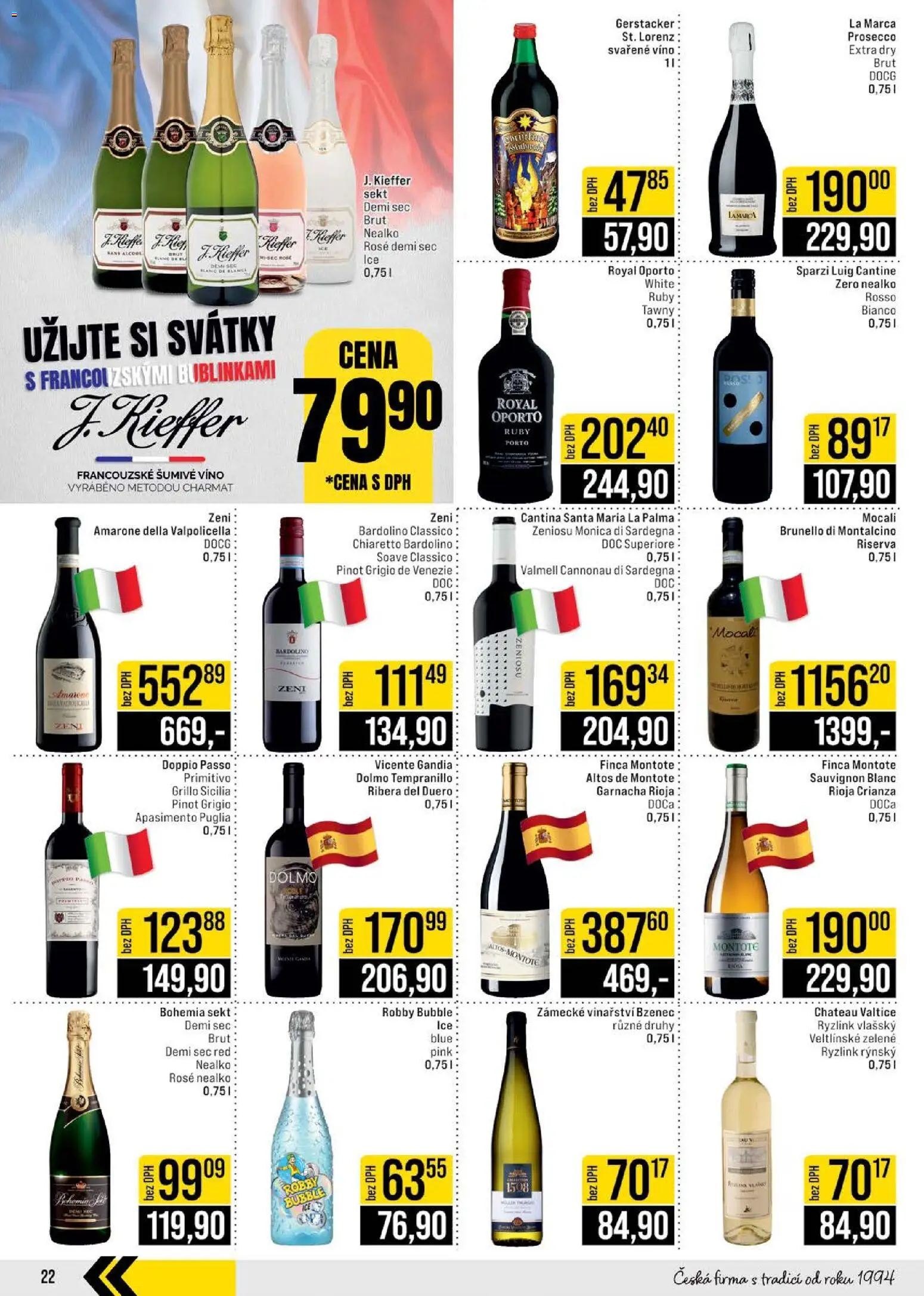 Jip leták - Cash & Carry od 17.12.2025 | Strana: 22 | Produkty: Prosecco, Robby Bubble, Pinot Grigio, Soave