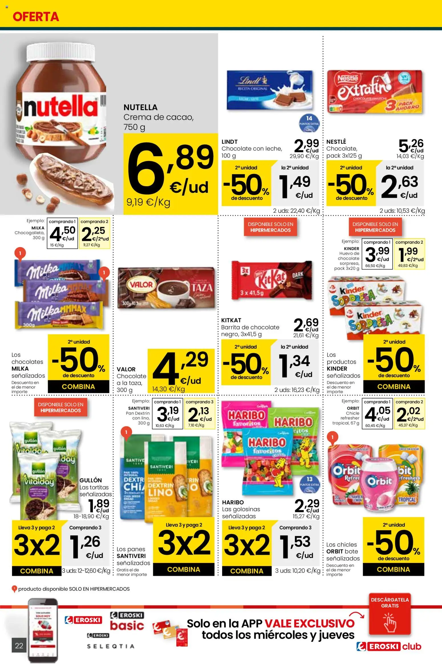 Eroski folleto │ válido desde el 05.01.2026 | Página: 22 | Productos: Pan, Golosinas, Κεραία, Crema