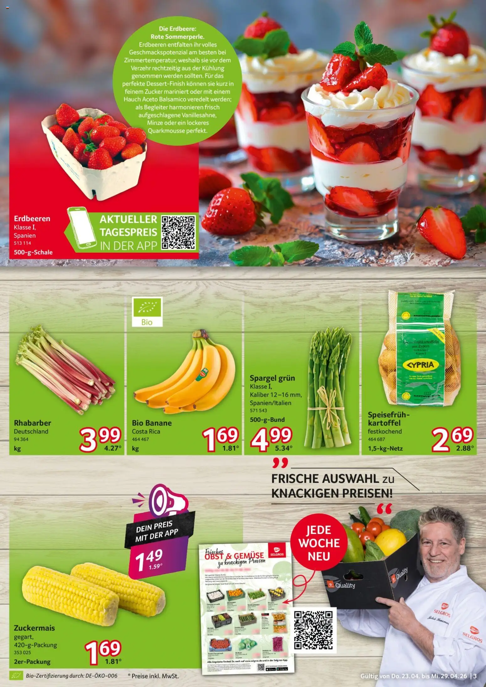 Selgros Prospekt 	 – gültig ab 23.04.2026 | Seite: 3 | Produkte: Spargel, Gemüse, Zucker, Rhabarber