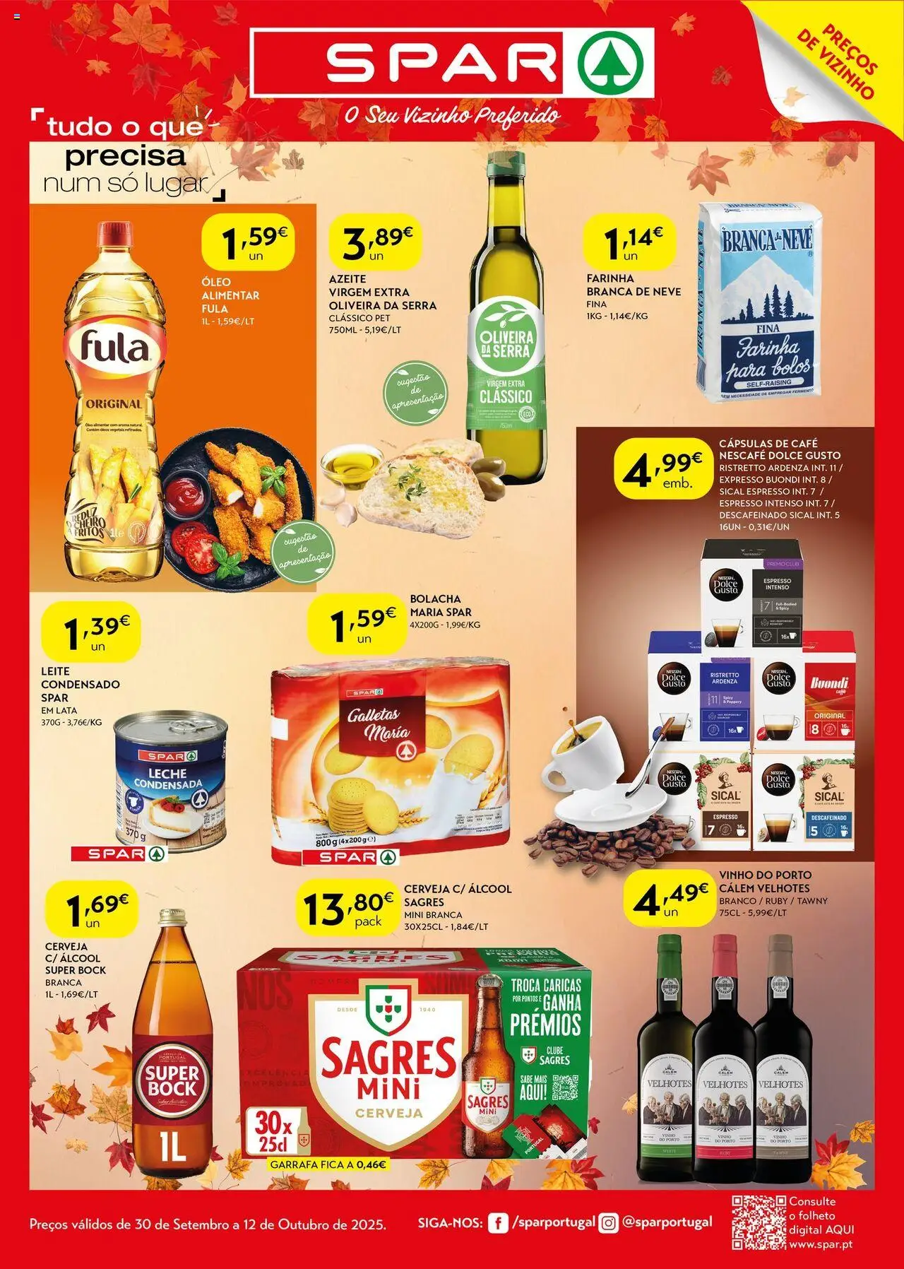 Spar folheto │ válido de 30.09.2025 | Página: 1 | Produtos: Azeite, Super bock, Vinho, Dolce gusto