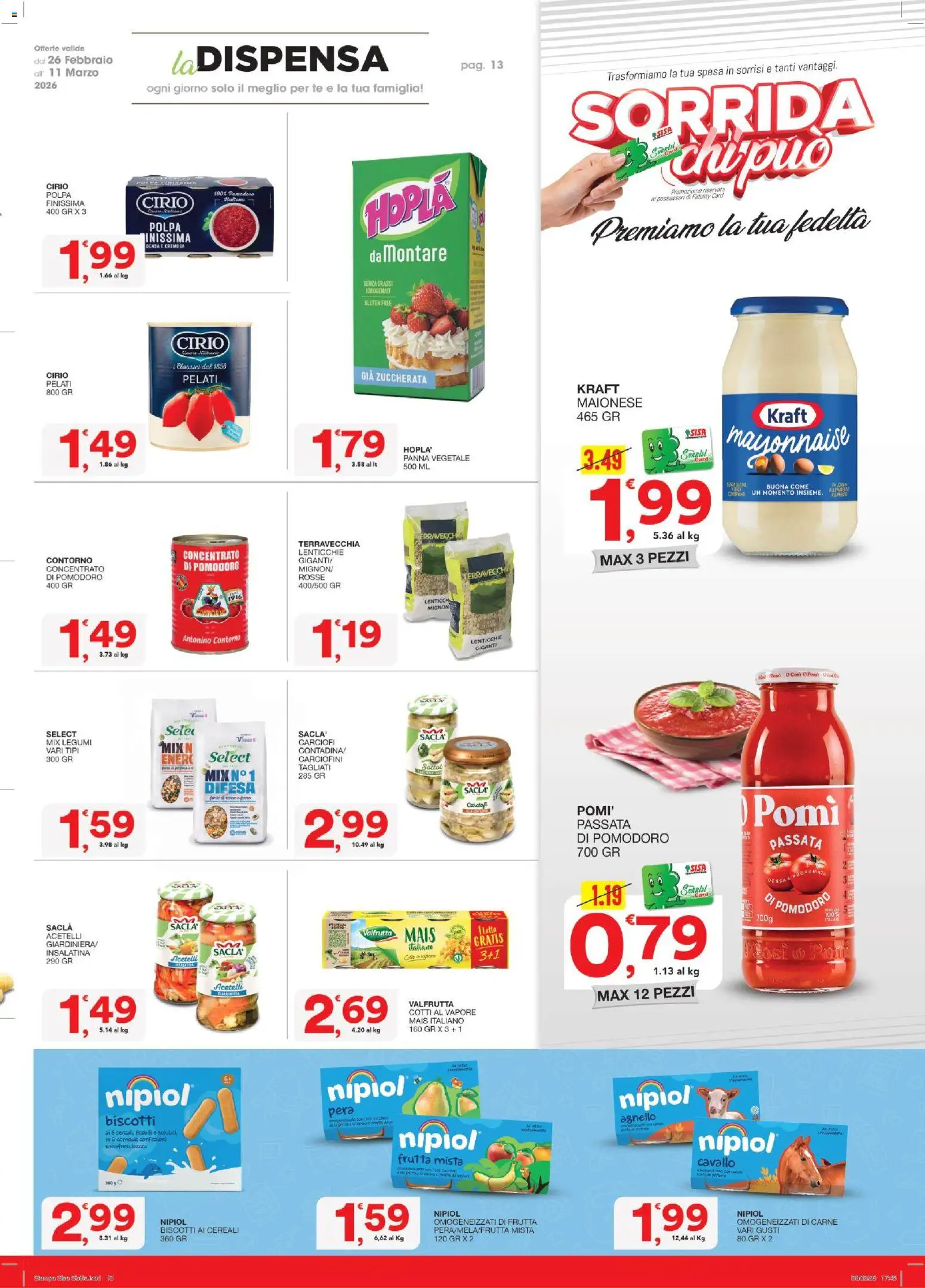 Volantino SISA del 26.02.2026 | Pagina: 13 | Prodotti: Panna, Biscotti, Pomodoro, Pera