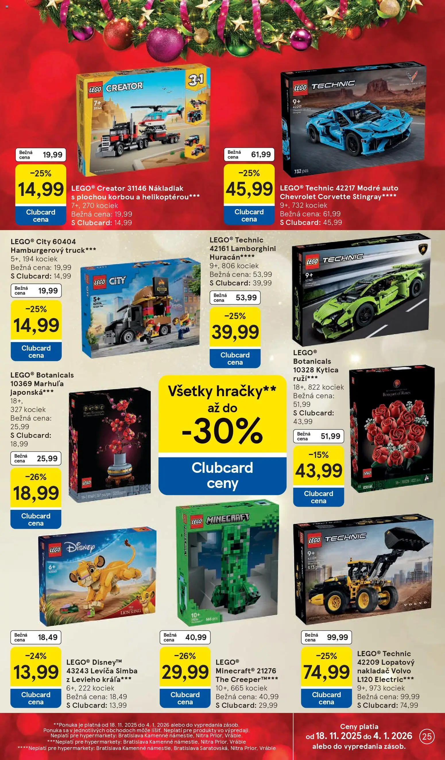 Nové Tesco akcie – leták je platný od 26.11.2025 | Strana: 25 | Produkty: PC, LEGO, Hračky