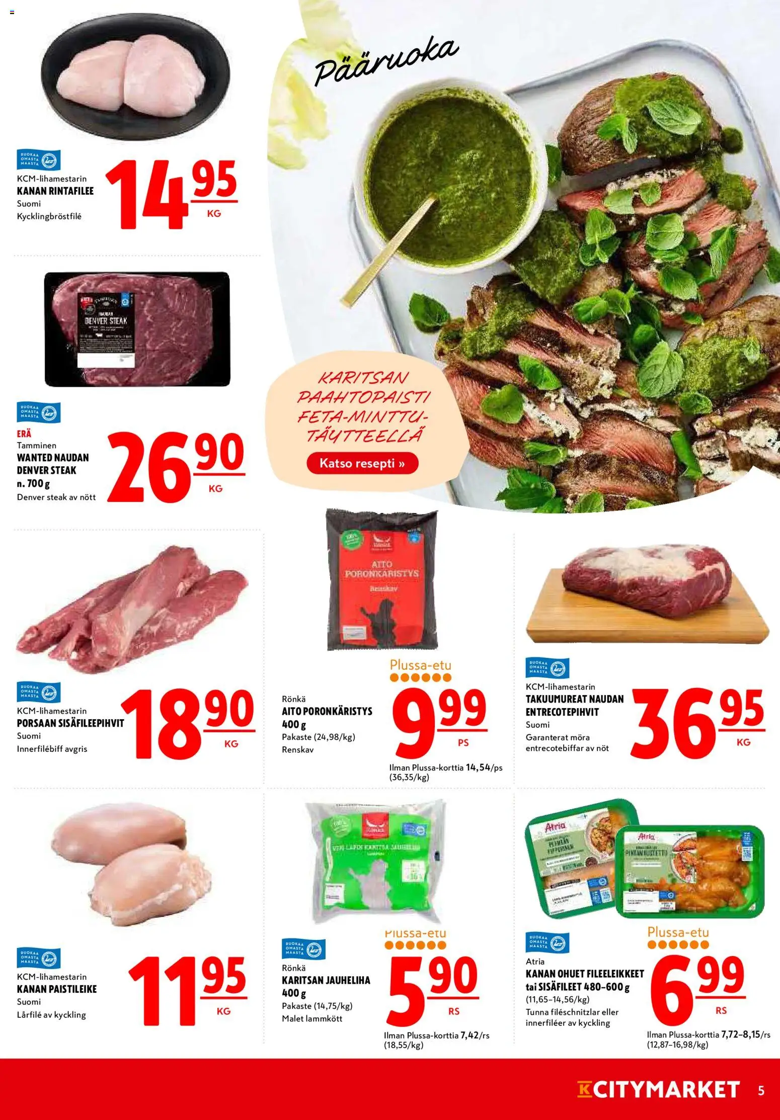 K-Citymarket tarjoukset – voimassa 26.03.2026 alkaen | Sivu: 5 | Tuotteet: Jauheliha