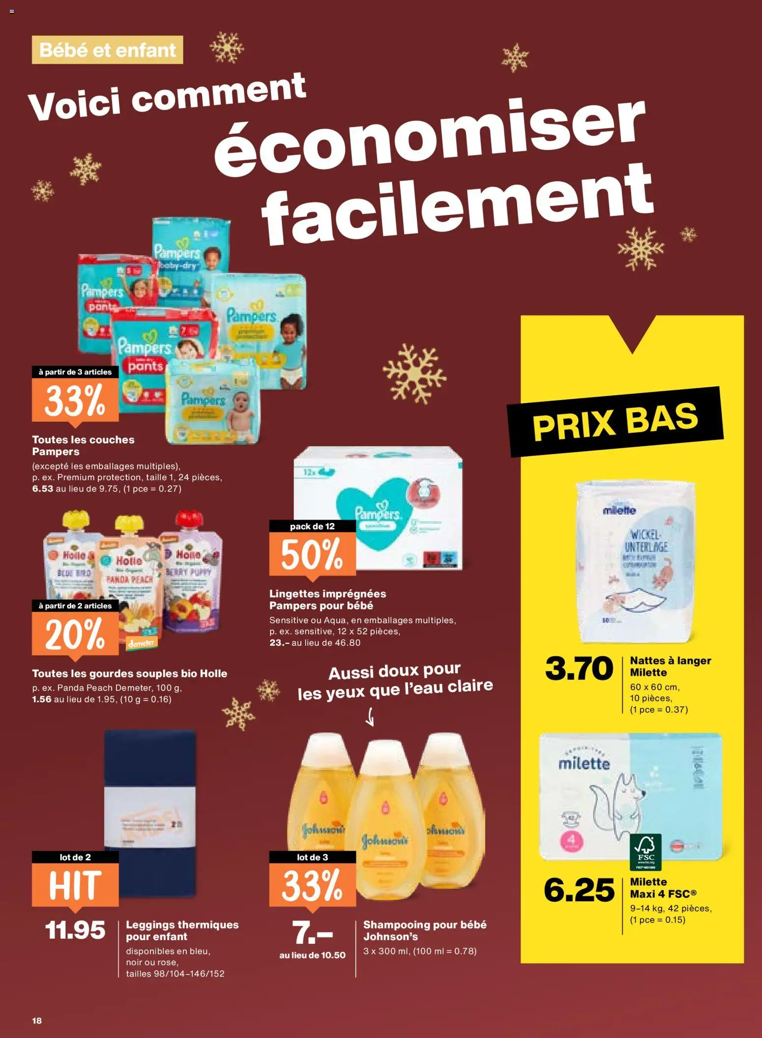 Migros Aktionen FR – gültig ab 02.12.2025 | Seite: 18 | Produkte: Leggings, Shampoo, Pampers