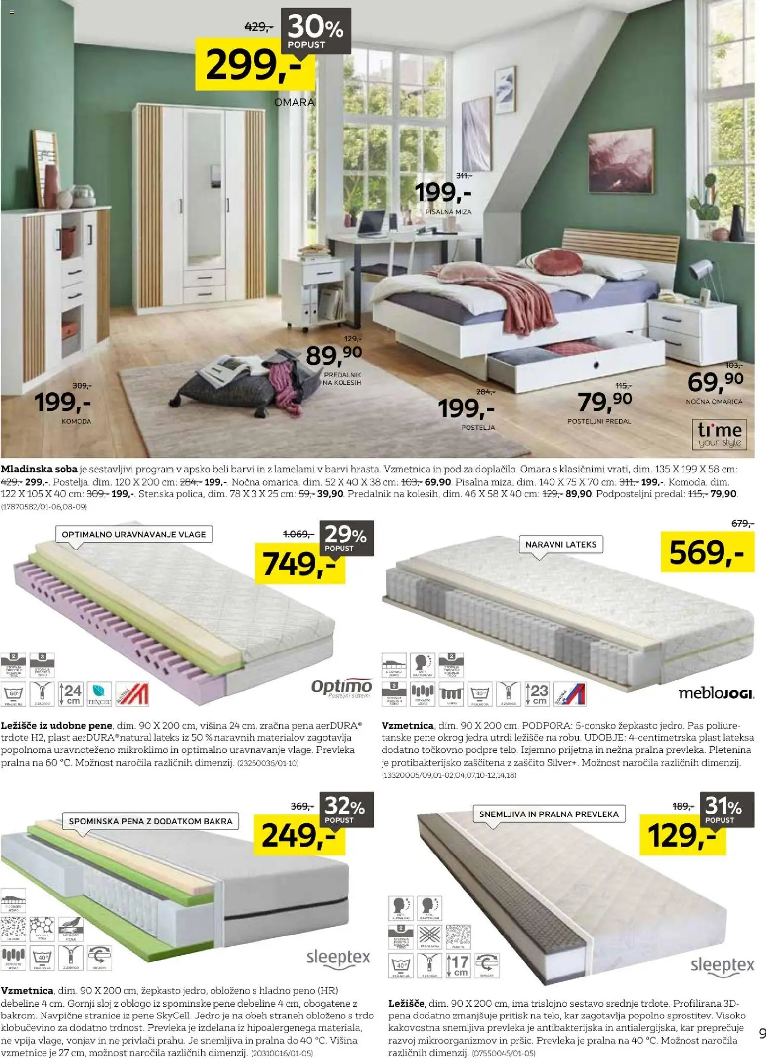 Novi XXXL Lesnina katalog ponudbe – veljaven od 19.01.2026 | Stran: 9 | Izdelki: Pisalna miza, Predalnik, Postelja, Nocna omarica