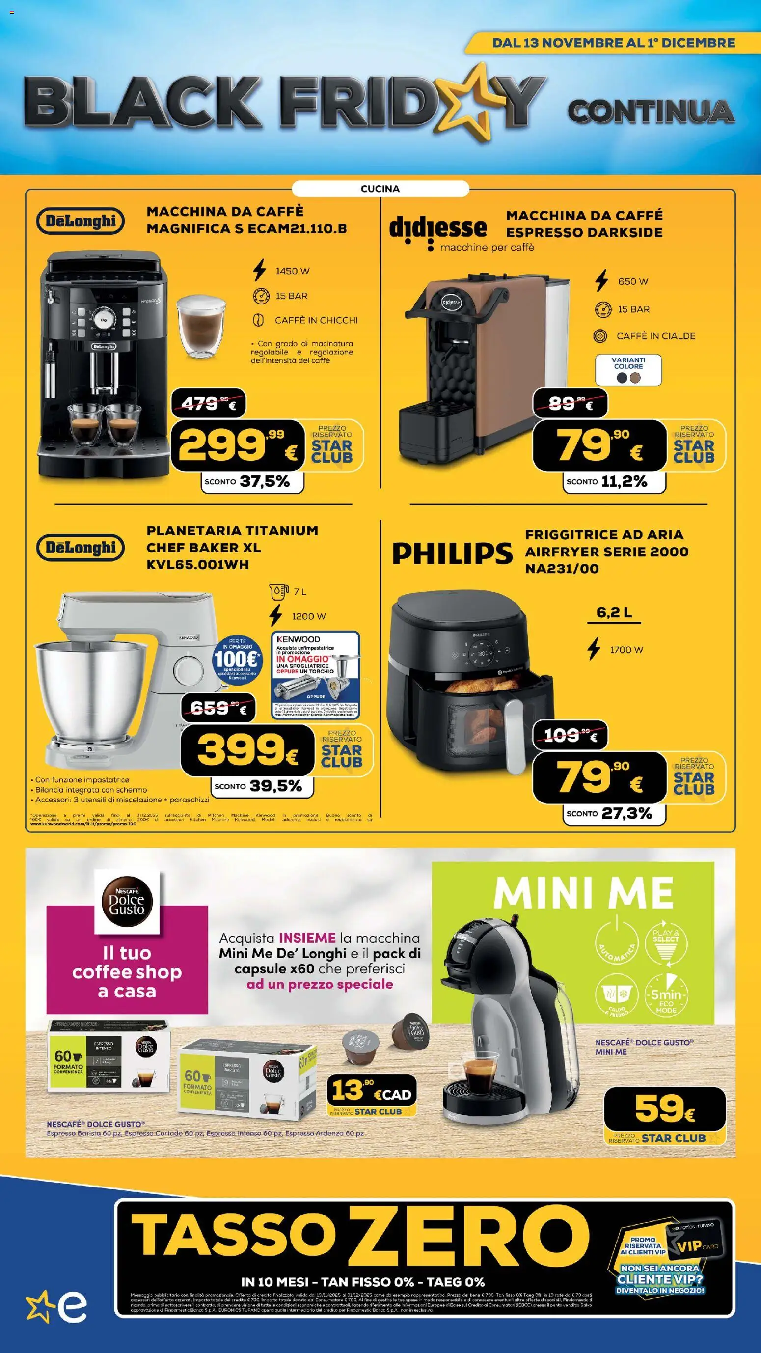 Volantino Euronics del 13.11.2025 | Pagina: 55 | Prodotti: Schermo, Macchina da caffe, Impastatrice, Bilancia