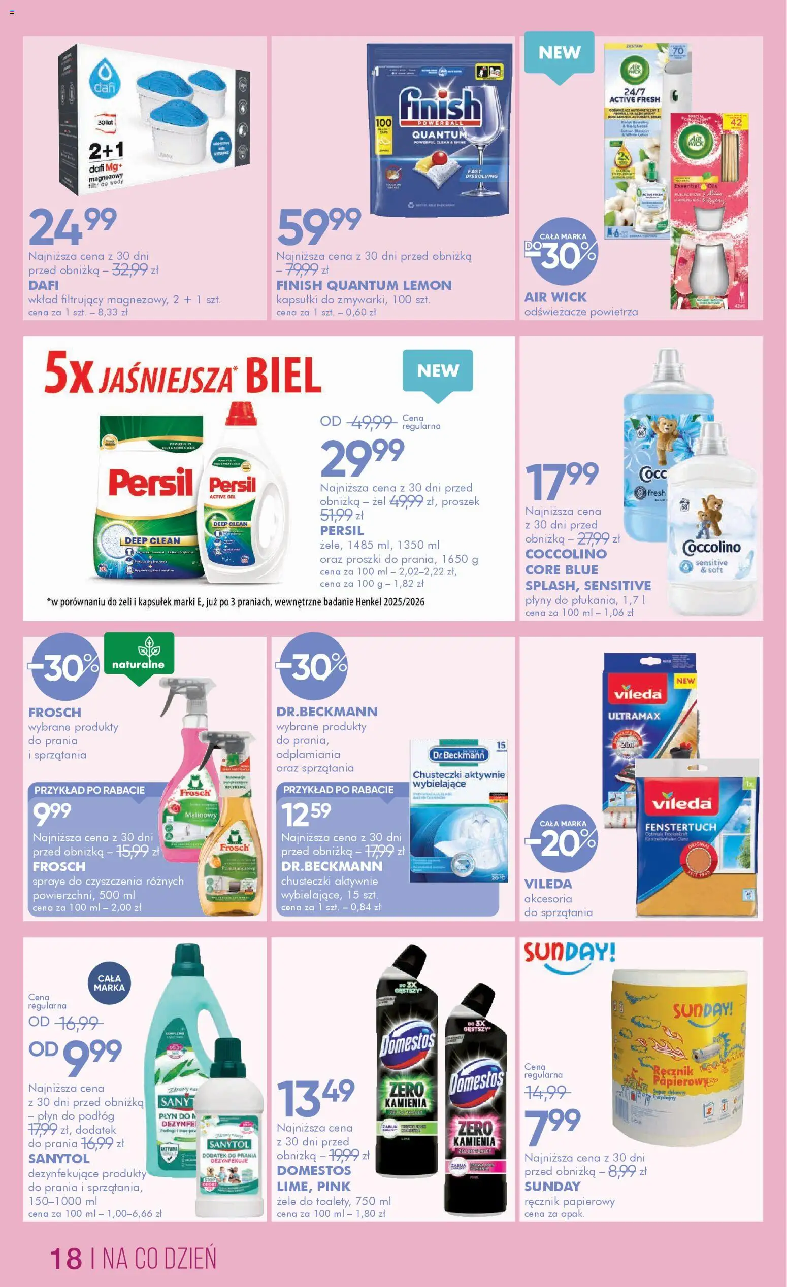 Super-pharm gazetka od 24.04.2026 | Strona: 18 | Produkty: Filtr do wody, Persil, Coccolino, Domestos