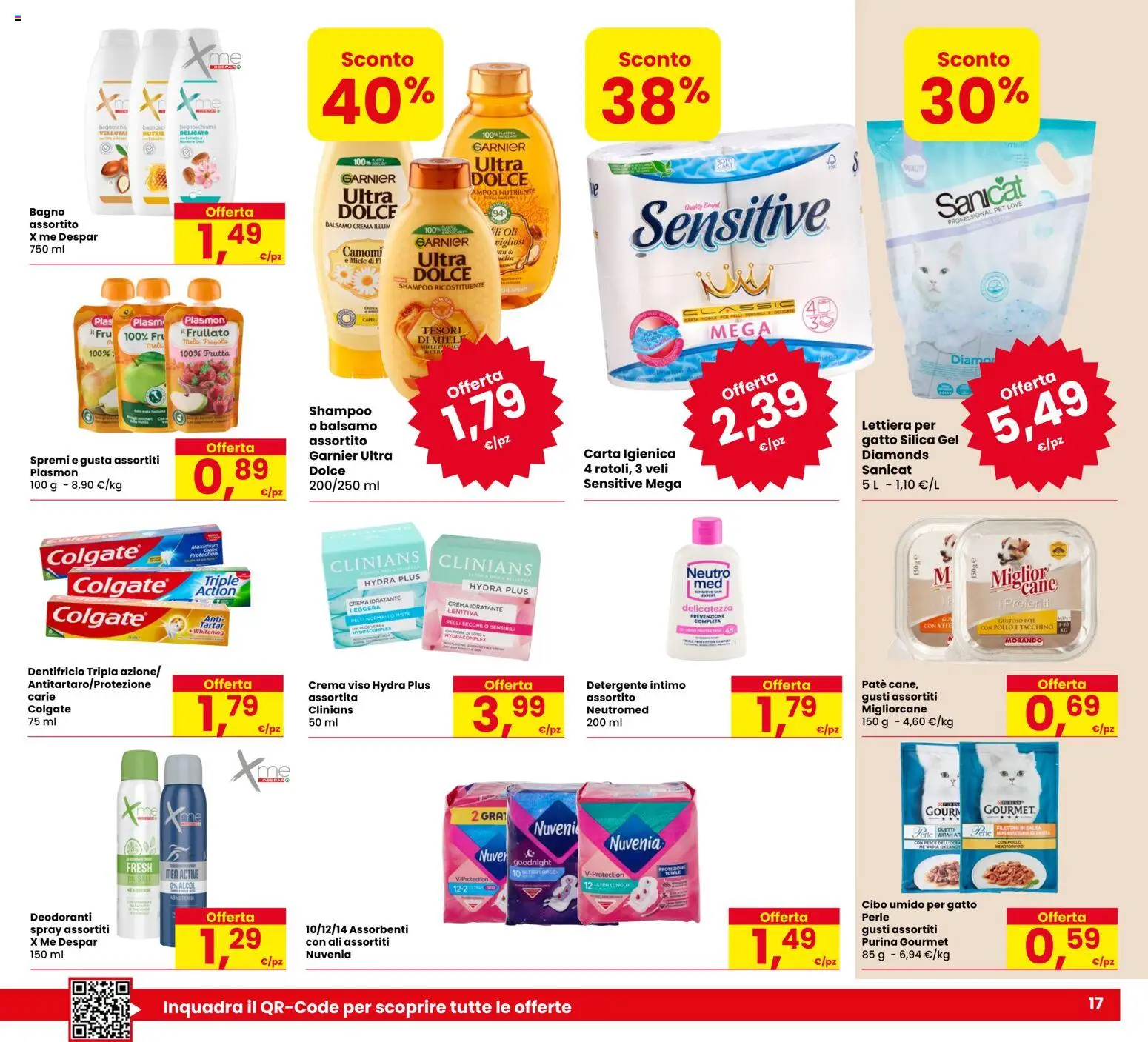 Volantino Despar del 21.04.2026 | Pagina: 17 | Prodotti: Bagnoschiuma, Dentifricio, Pesce, Salsa