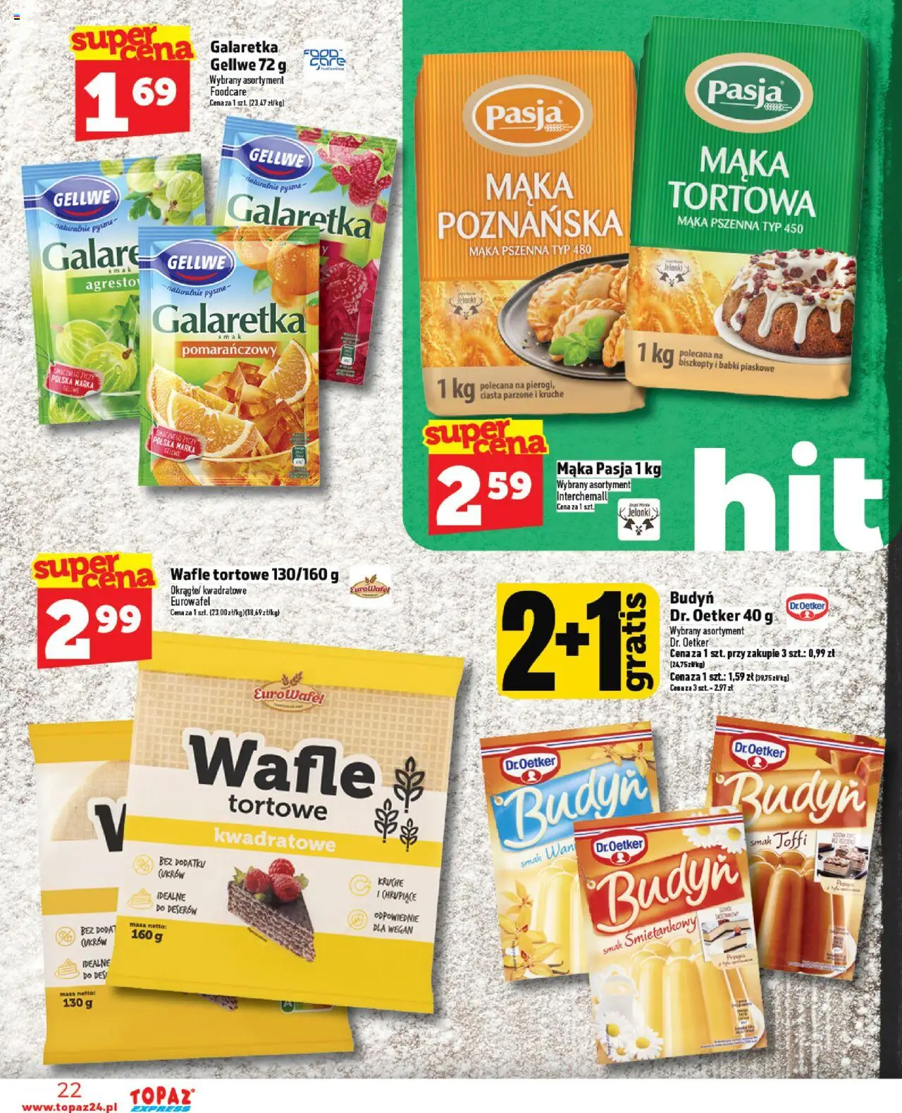 Topaz Gazetka - Express od 14.08.2025 | Strona: 22 | Produkty: Galaretka, Wafle, Wafle tortowe