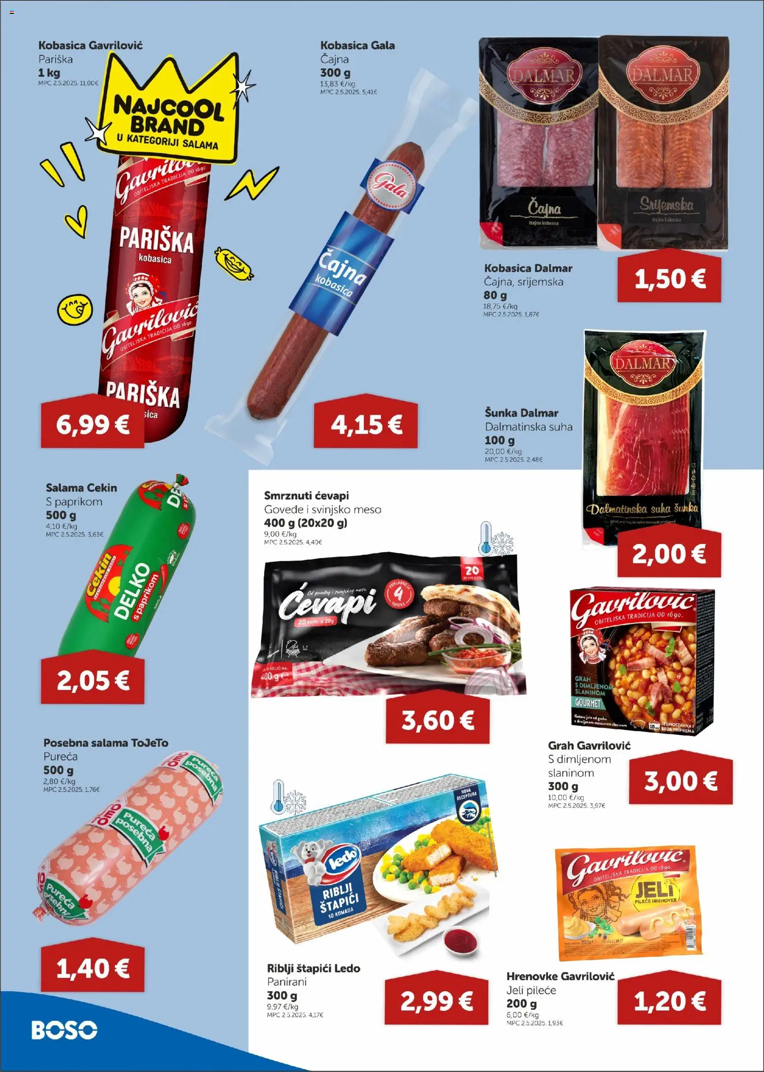 Boso katalog | vrijedi od 06.11.2025 | Stranica: 4 | Proizvodi: Riblji štapići, Svinjsko meso, Meso, Salama