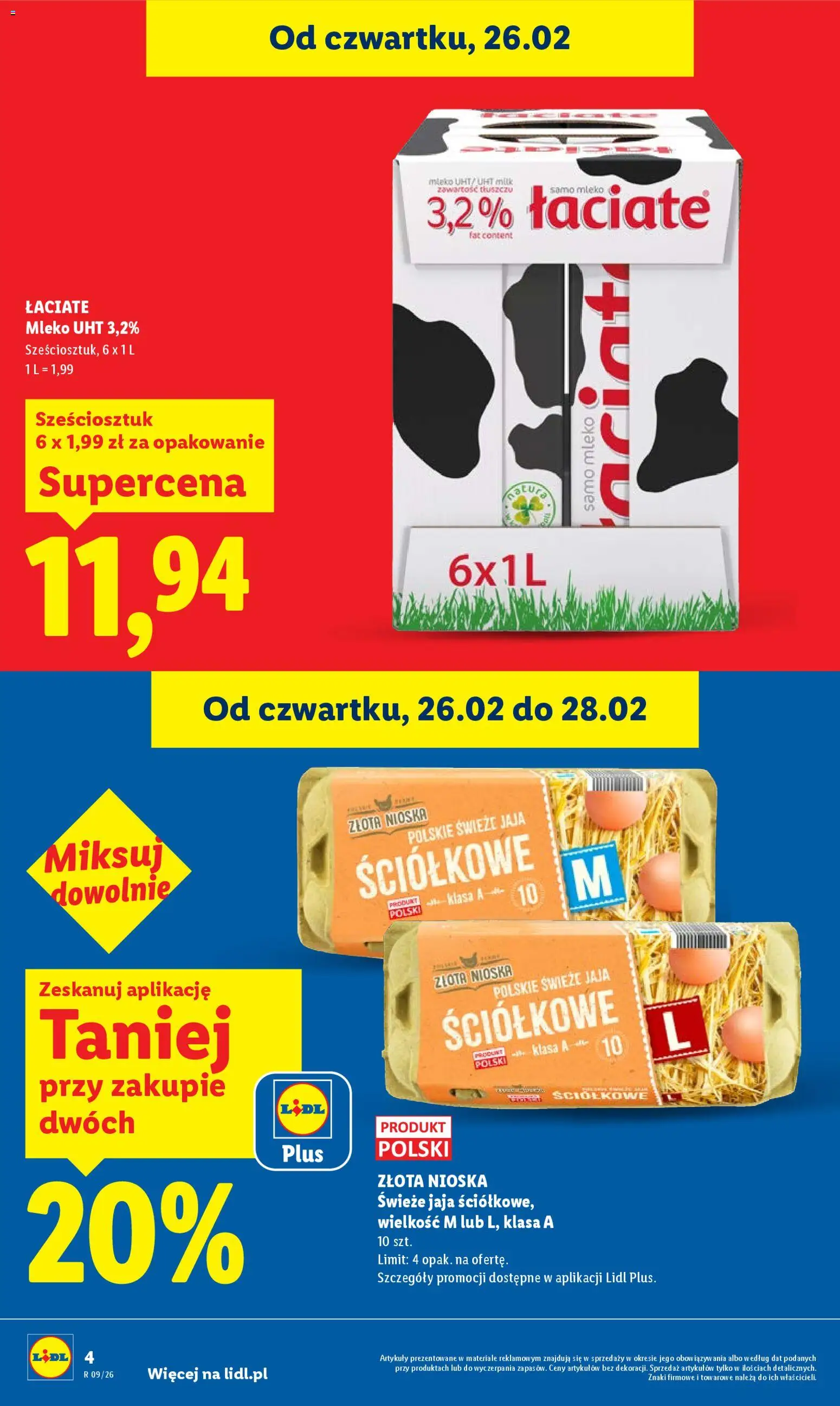 Lidl Gazetka od 26.02.2026 | Strona: 4 | Produkty: Mleko, Jaja