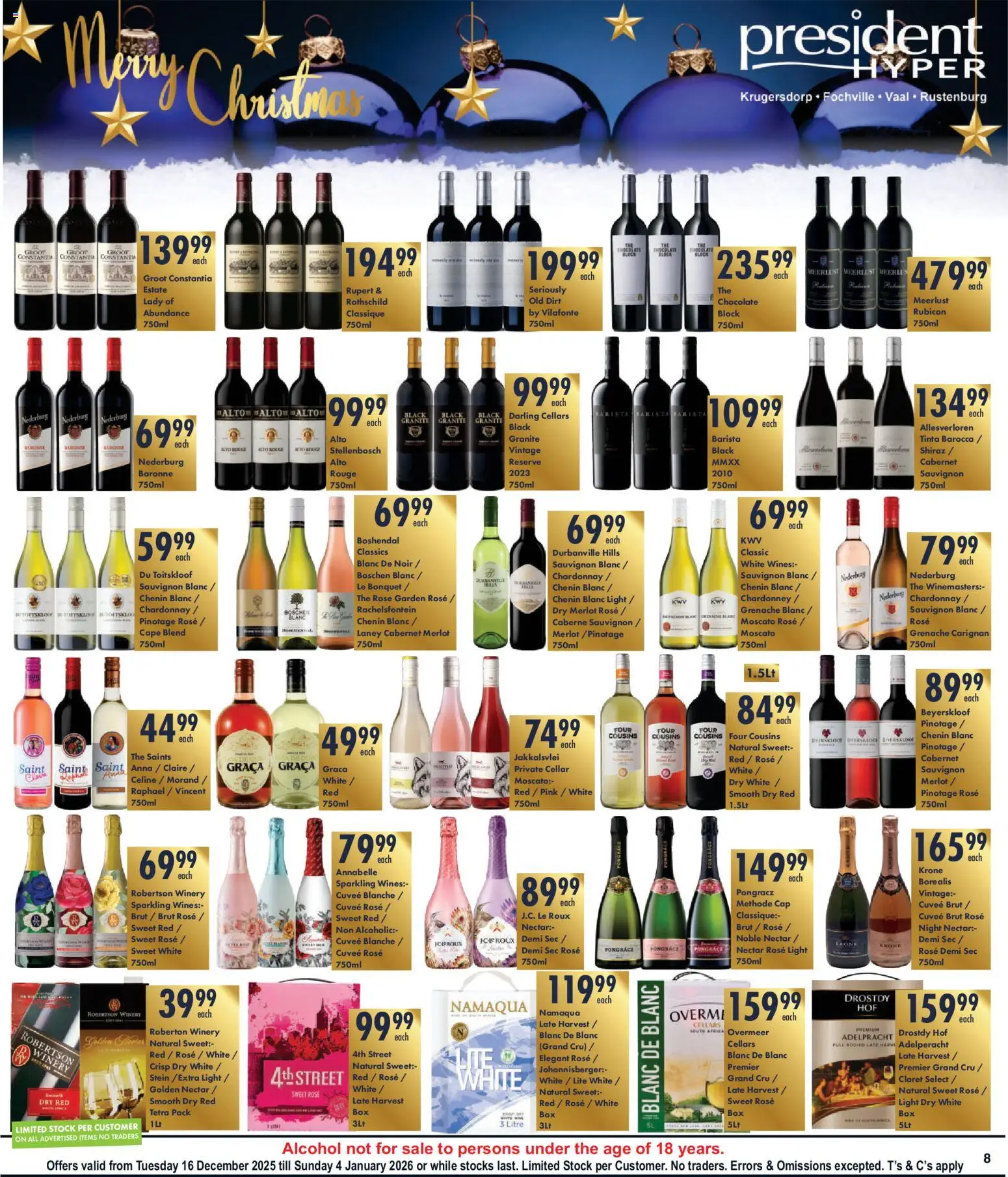 New President Hyper catalogue – valid from 16.12.2025 | Page: 8 | Products: Cap, Light, Chocolate, Stock