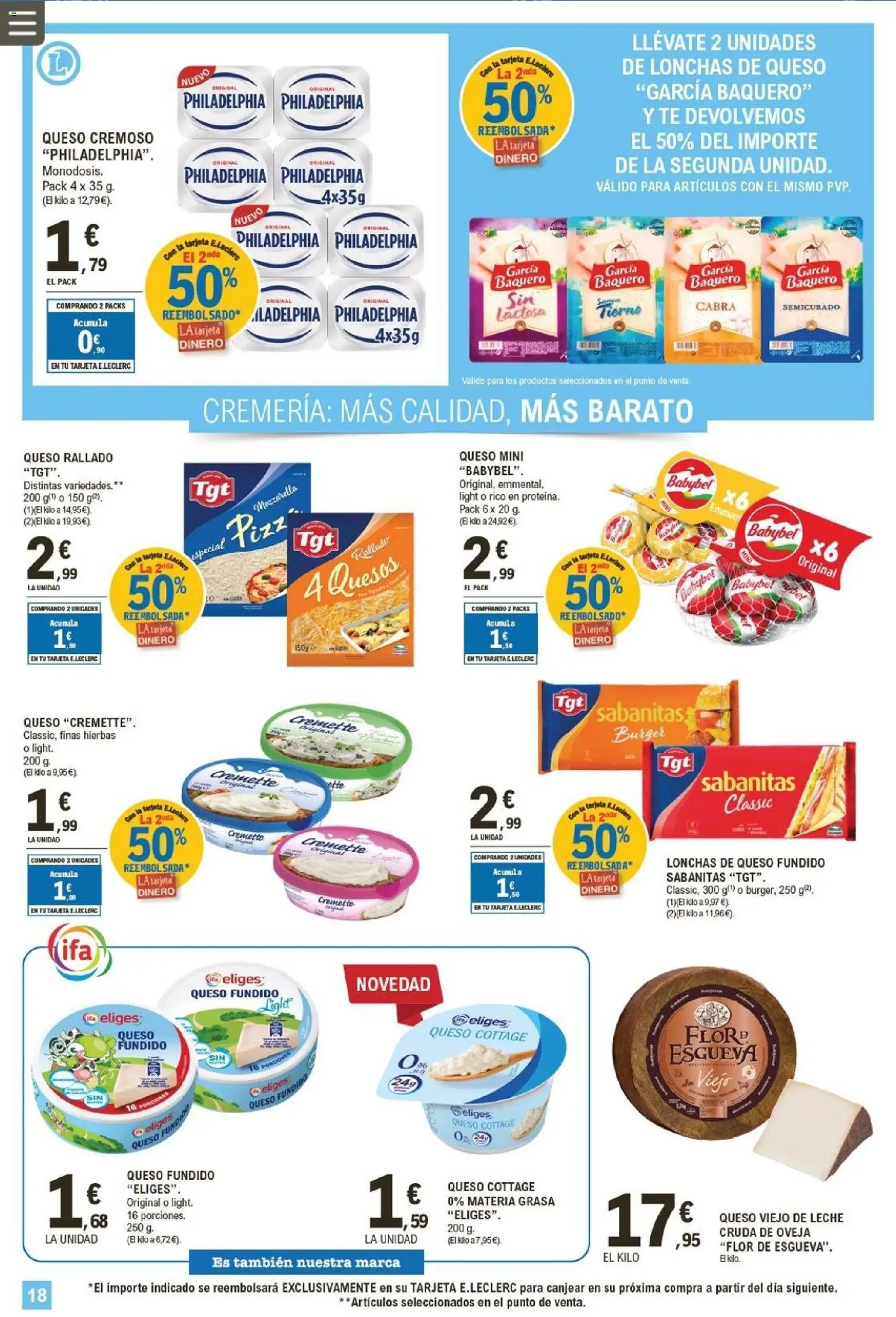E.Leclerc folleto │ válido desde el 05.11.2025 | Página: 18 | Productos: Γραβάτα, Leche, Queso rallado, Té