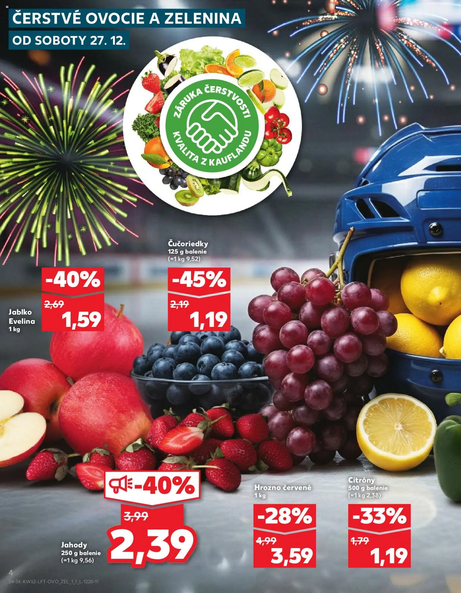 Nové Kaufland akcie – leták je platný od 27.12.2025 | Strana: 4 | Produkty: Apple, Čučoriedky, Jahody, Hrozno