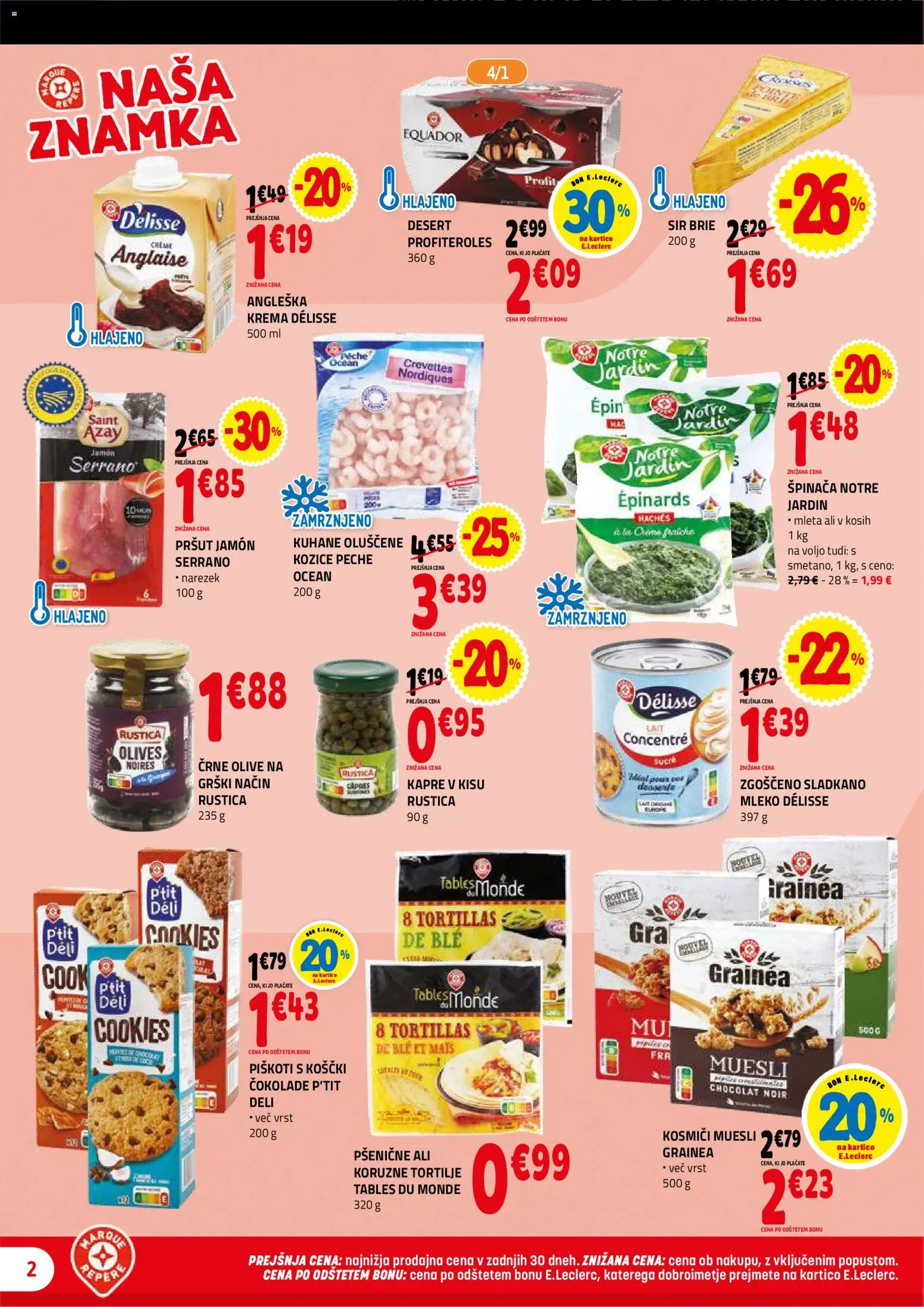 Novi E.leclerc katalog ponudbe – veljaven od 14.01.2026 | Stran: 2 | Izdelki: Pršut, Kozice, Sir, Piskoti