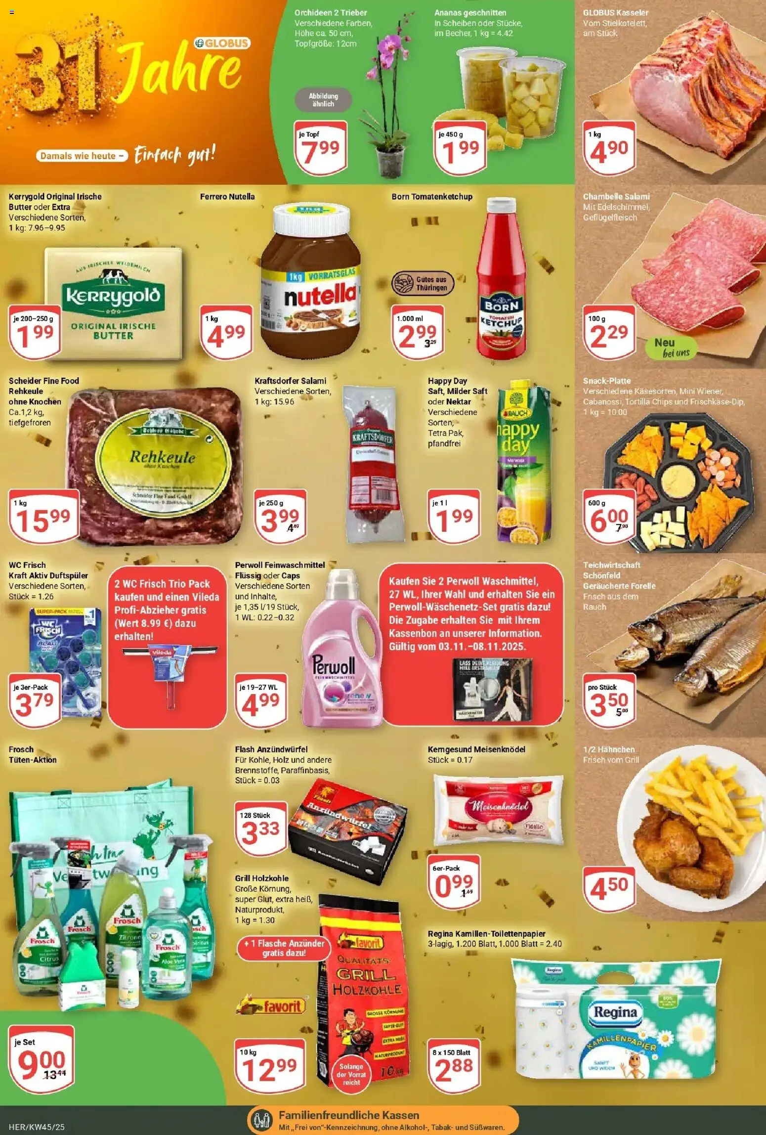 Globus prospekt Hermsdorf	 – gültig ab 02.11.2025 | Seite: 3 | Produkte: Grill, Hahnchen, Tomaten, Wc frisch
