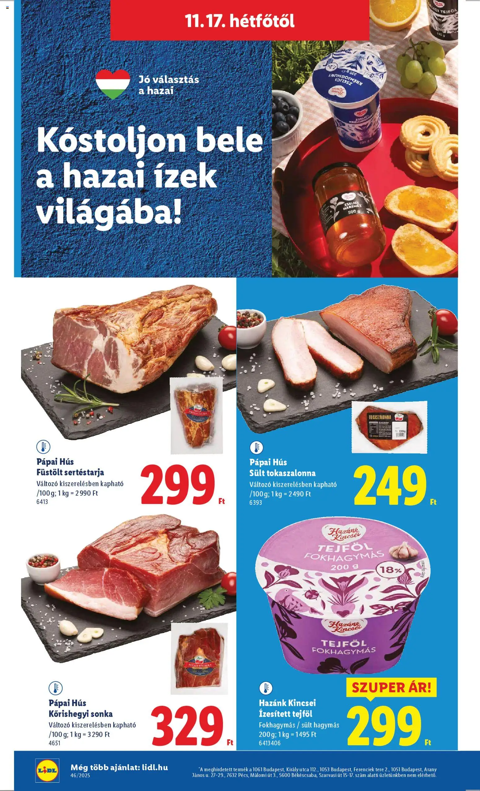 Lidl akciós ujság - amely érvényes a következő dátumtól: 13.11.2025 | Oldal: 48 | Termékek: Sertéstarja, Hús, Bacon, Tejföl