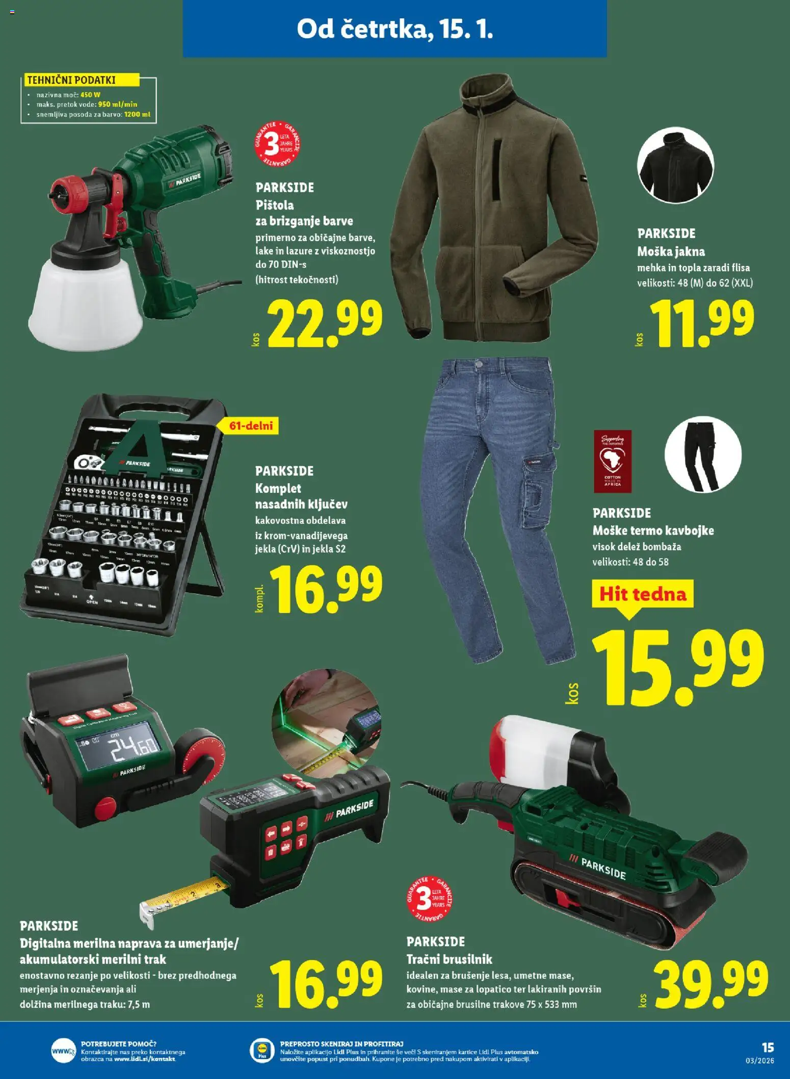 Novi Lidl katalog ponudbe – veljaven od 15.01.2026 | Stran: 23 | Izdelki: Jakna, Brusilnik, Kavbojke