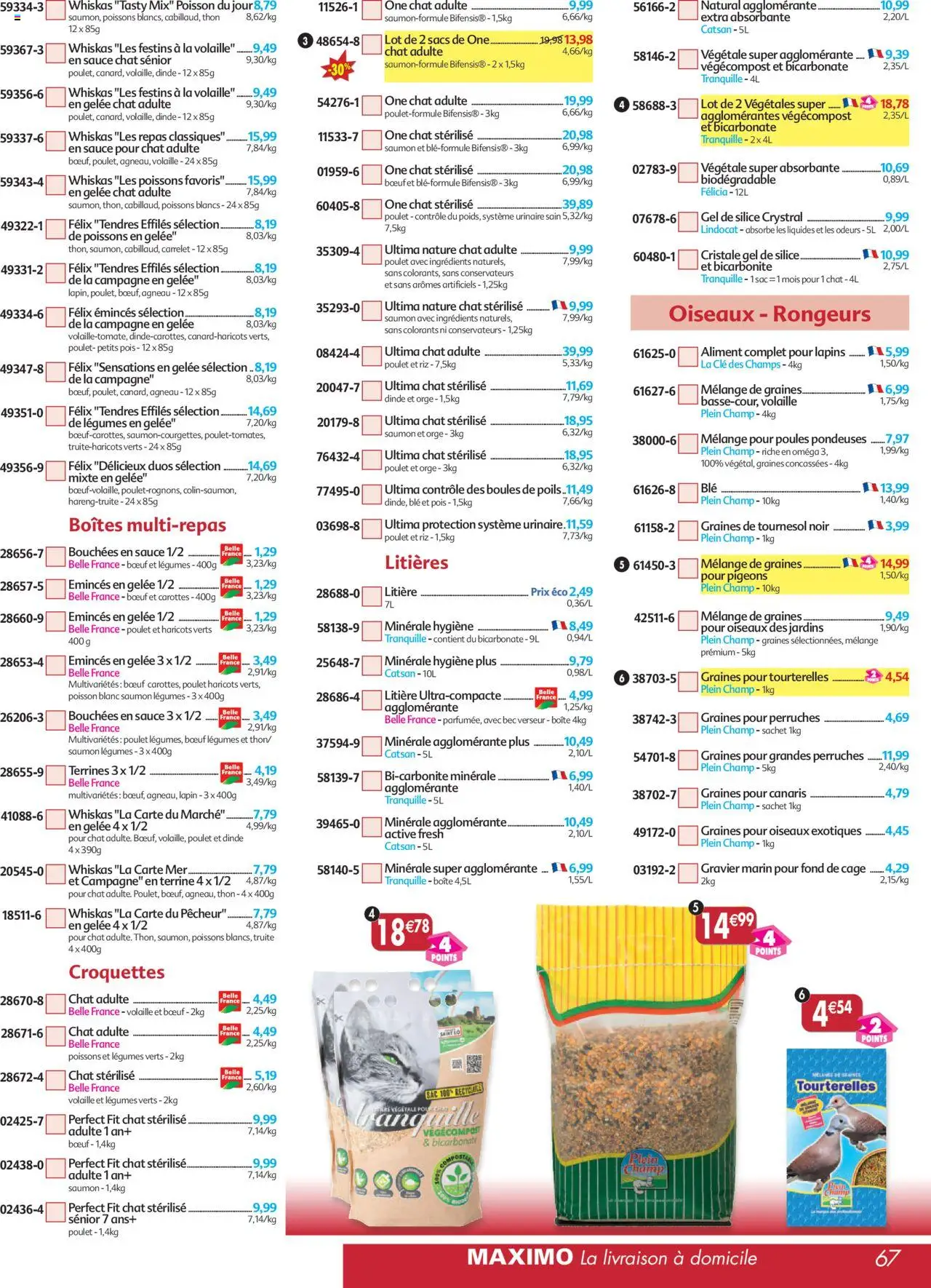  | Page: 67 | Produits: Carottes, Sac, Gravier, Thon