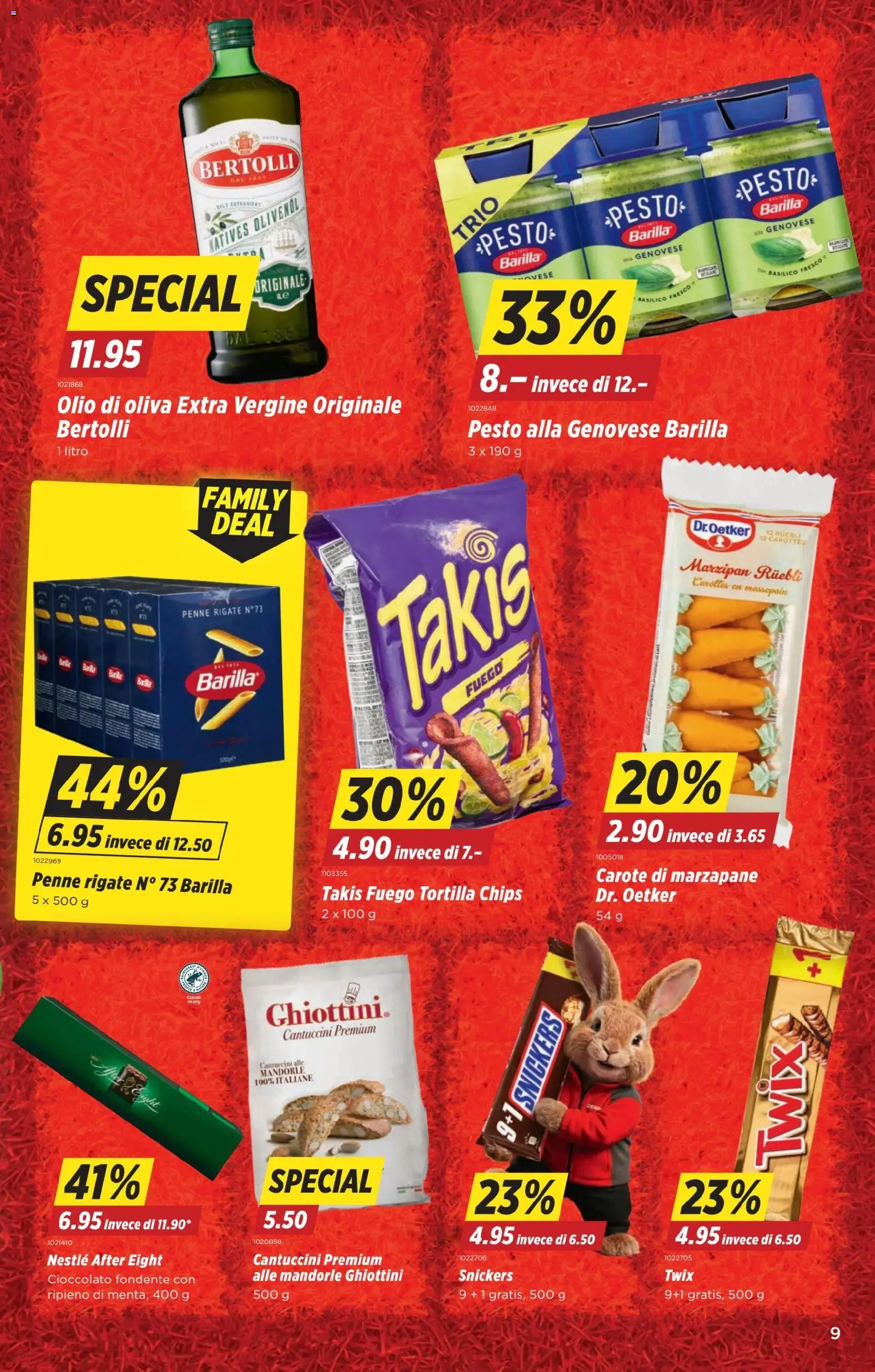 Denner aktionen IT – gültig ab 19.03.2026 | Seite: 9 | Produkte: Barilla, Snickers, Twix, Chips